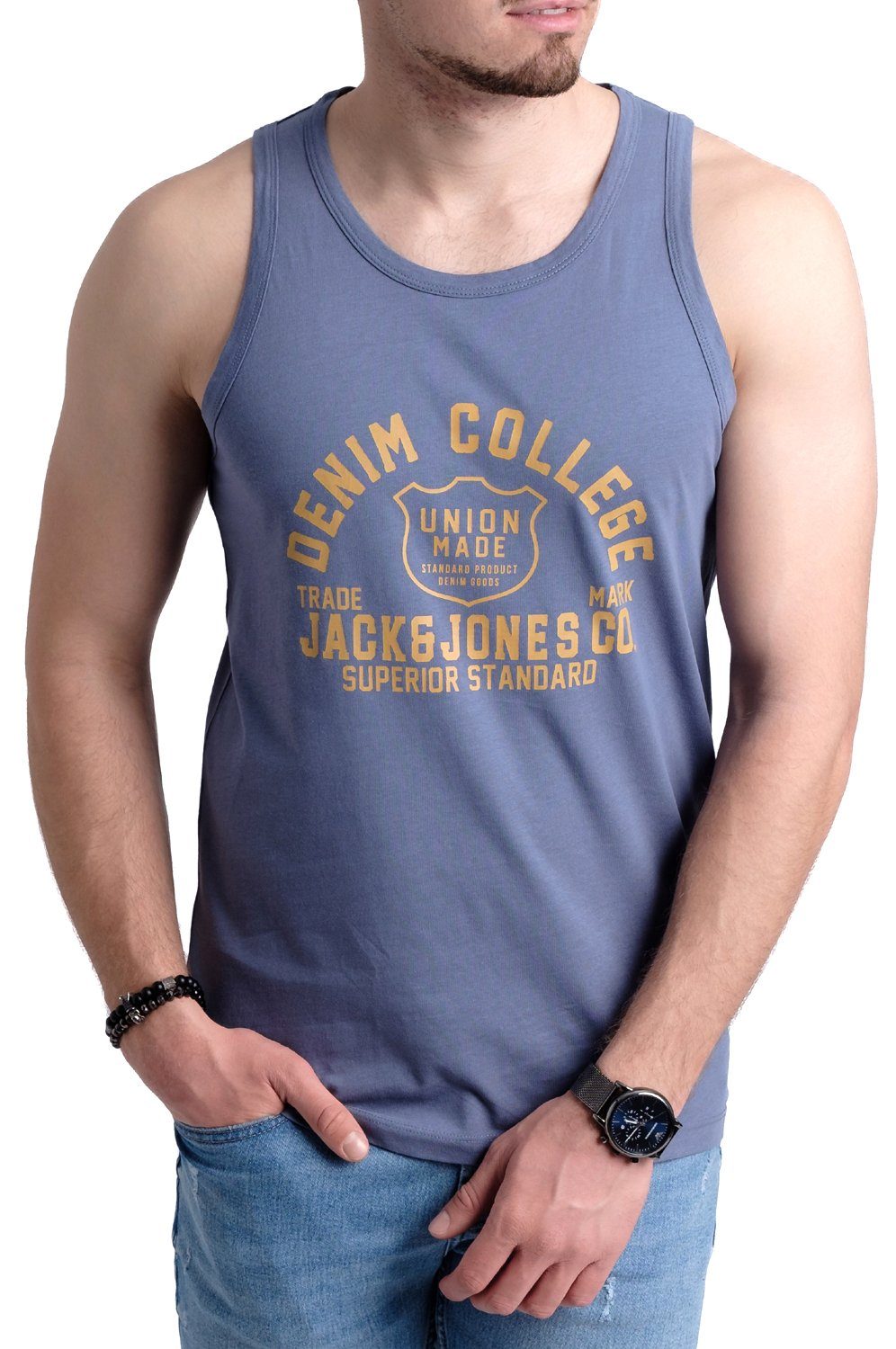 Jack & Jones Tanktop Bequemes Slimfit Shirt mit Printdruck (3er-Pack) mit Print
