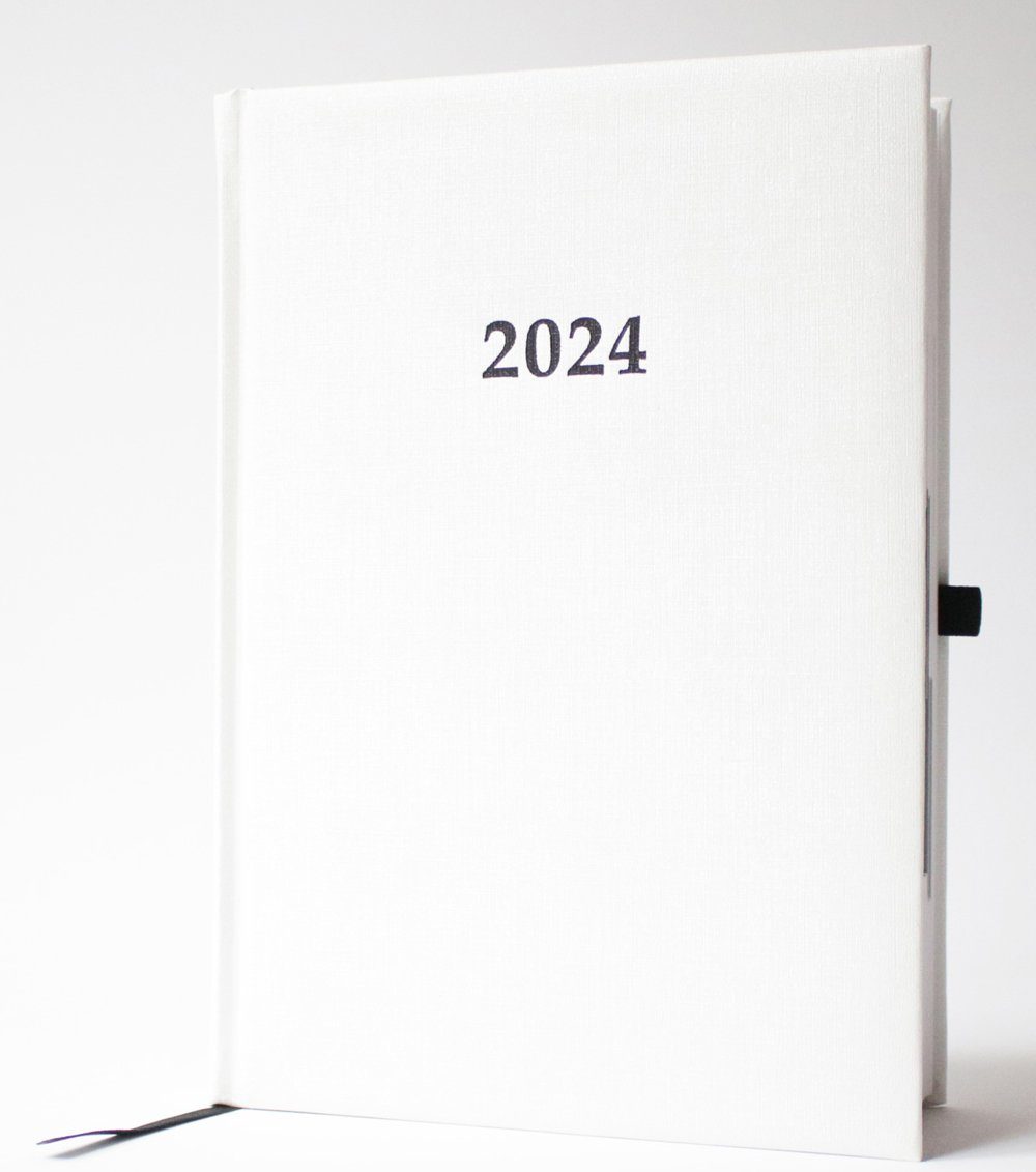 ADINA Buchkalender 2024 ADINA Buchkalender Chefplaner A5 weiß-metallic 1 Tag 1 Seite