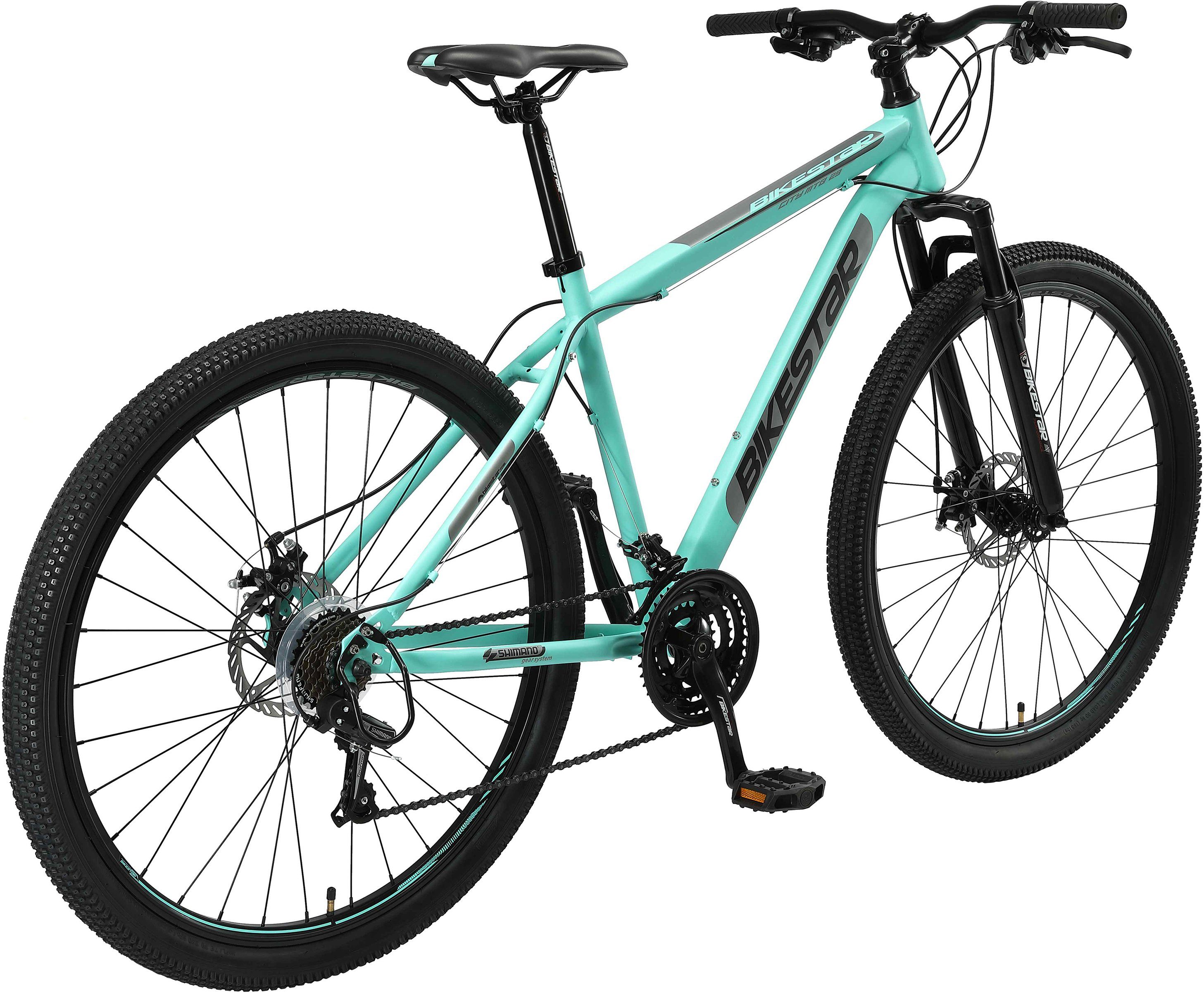 Bikestar Mountainbike, 21 Gang Shimano RD-TY300 Schaltwerk, Kettenschaltung, für Damen und Herren, Kettenschaltung