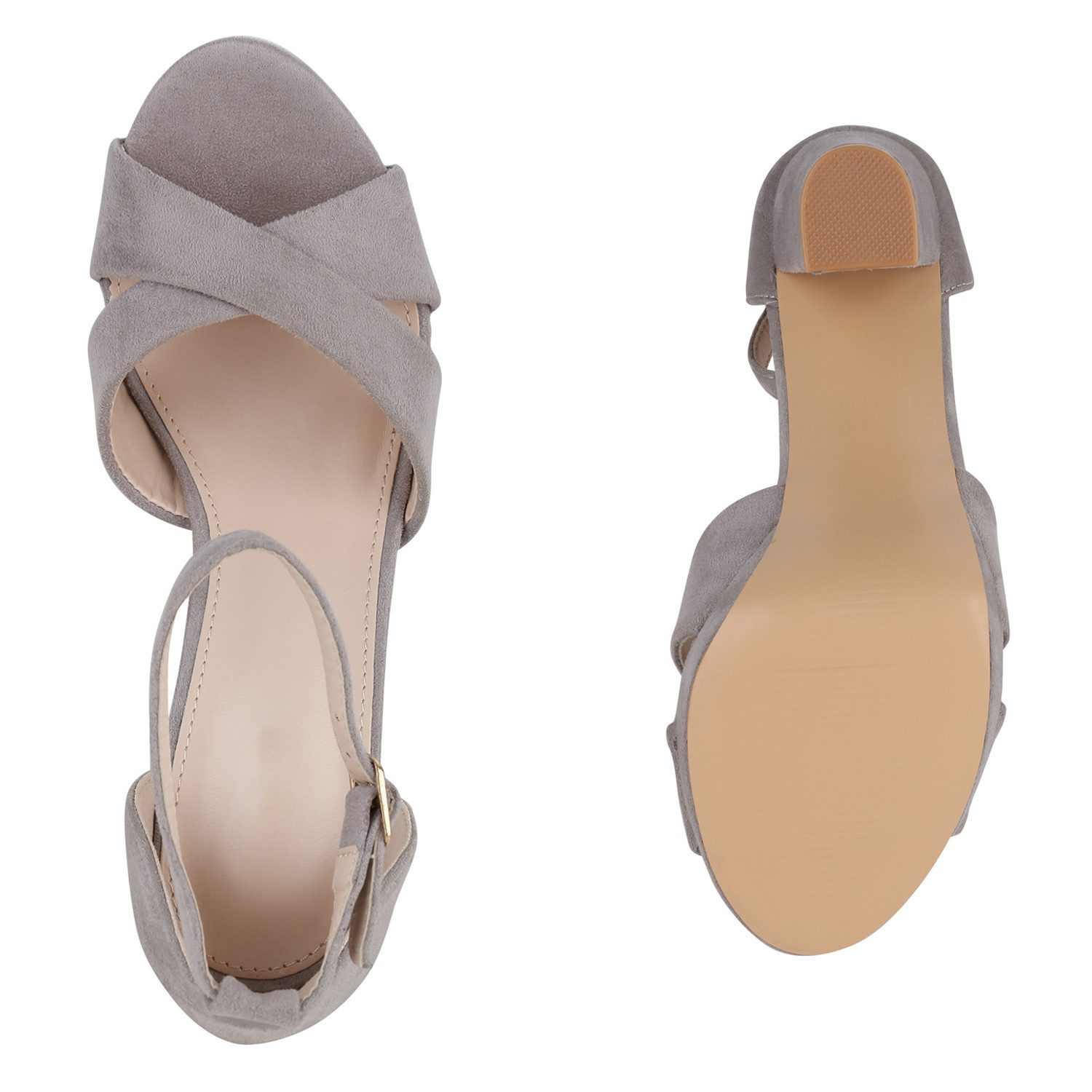 VAN HILL 841365 High-Heel-Sandalette Damen High Heels Sandalette Veloursleder-Optik Party Absatz-