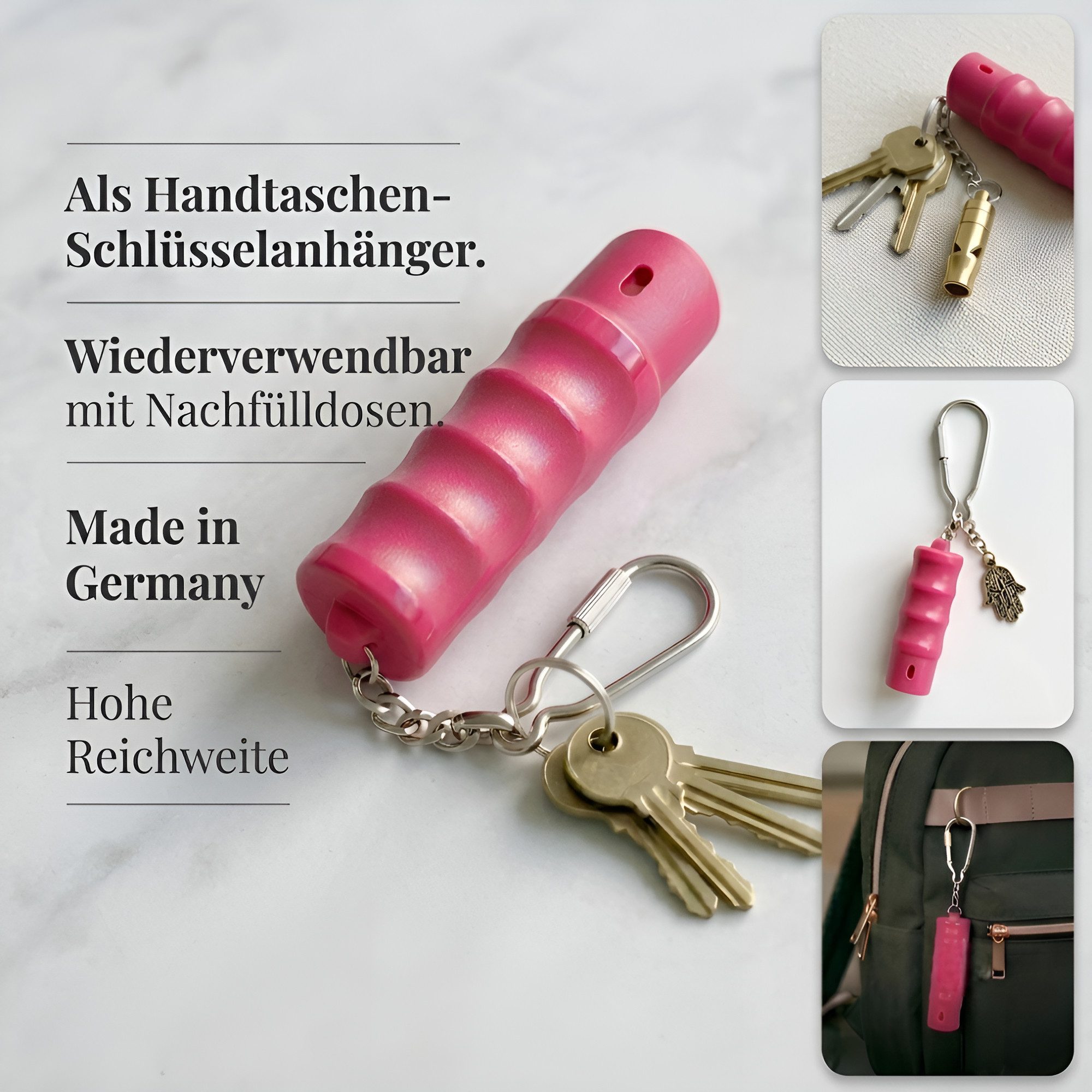 KKS Tierabwehrspray Pfefferspray Schlüsselanhänger 15ml Tierabwehrspray – Made in Germany, Tierabwehr - Sicherheit für unterwegs - Stabiler Schlüsselanhänger, Freiverkäufliches Tierabwehrspray