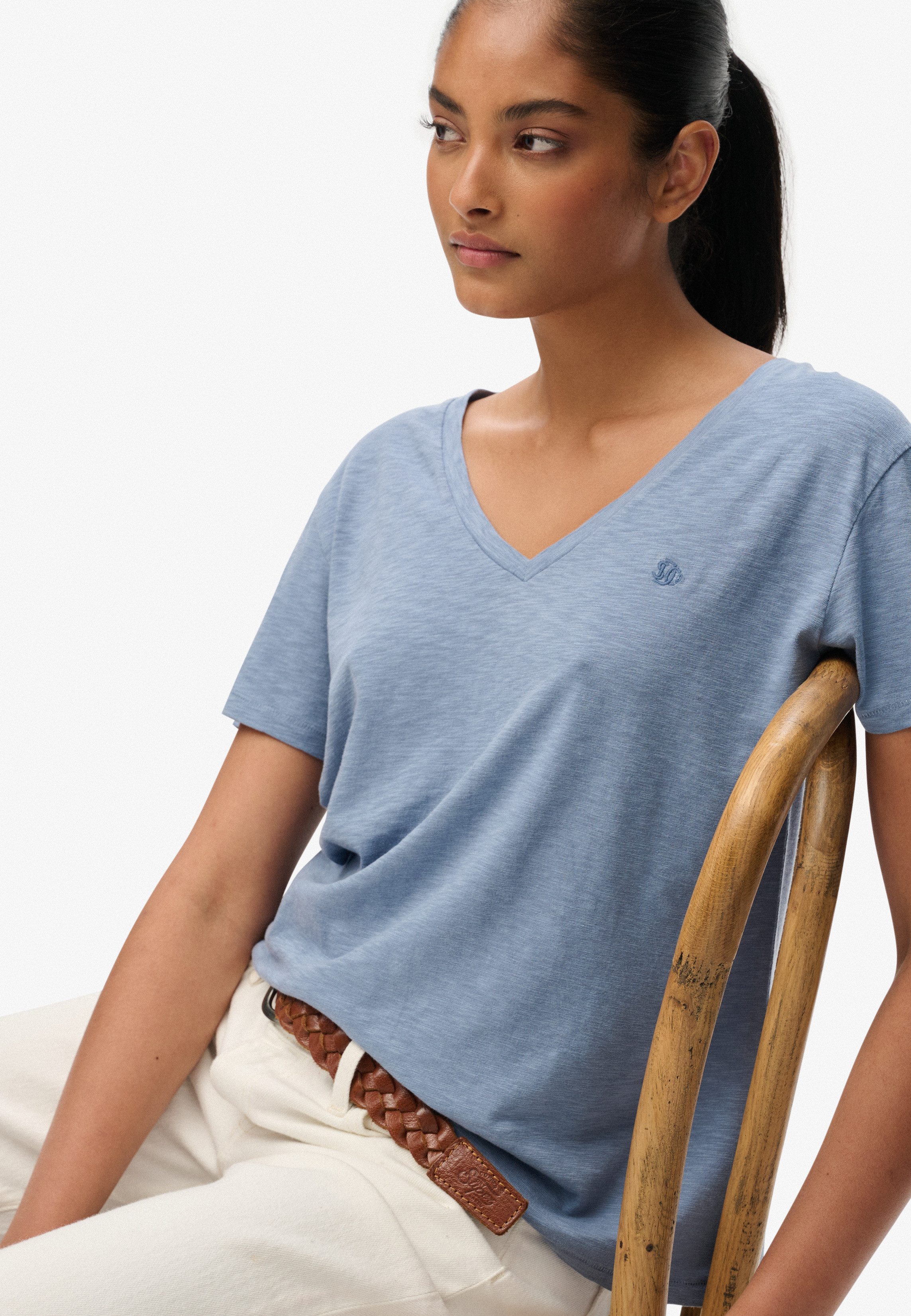 Superdry T-Shirt STUDIOS SLUB EMB VEE TEE günstig online kaufen