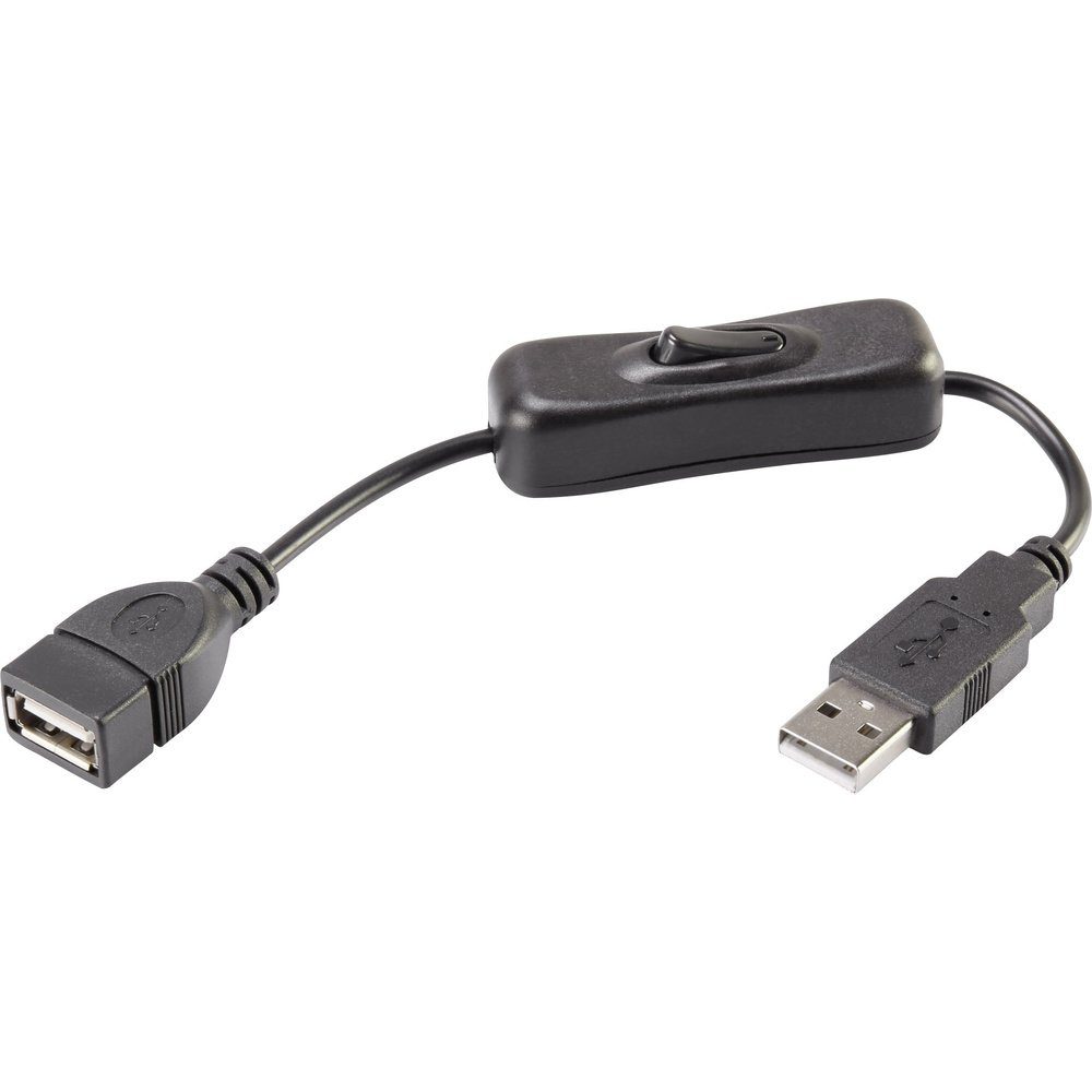 Renkforce Renkforce USB-Kabel USB 2.0 USB-A Stecker, USB-A Buchse 0.25 m Schwar USB-Kabel, (25.00 cm)