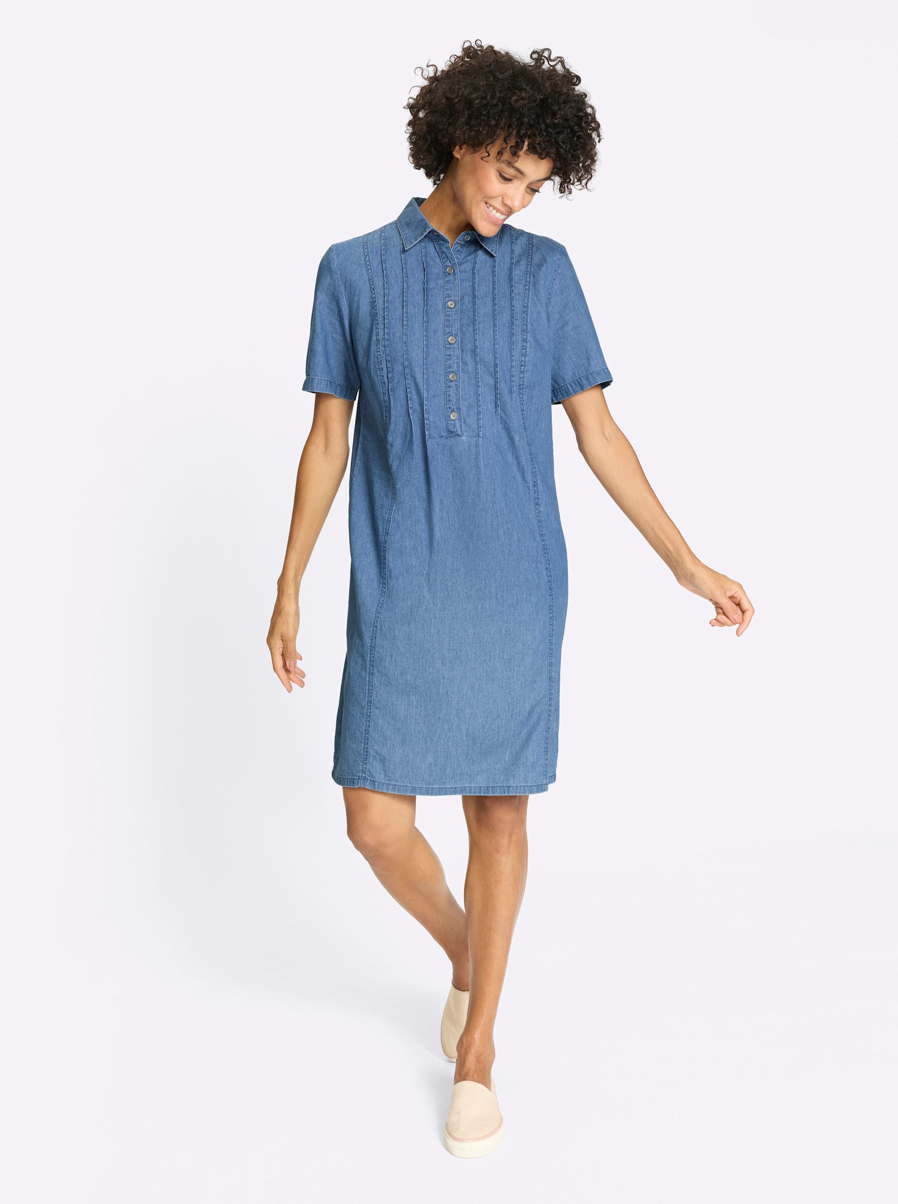 Etuikleid Jeans-Kleid Kurzarm
