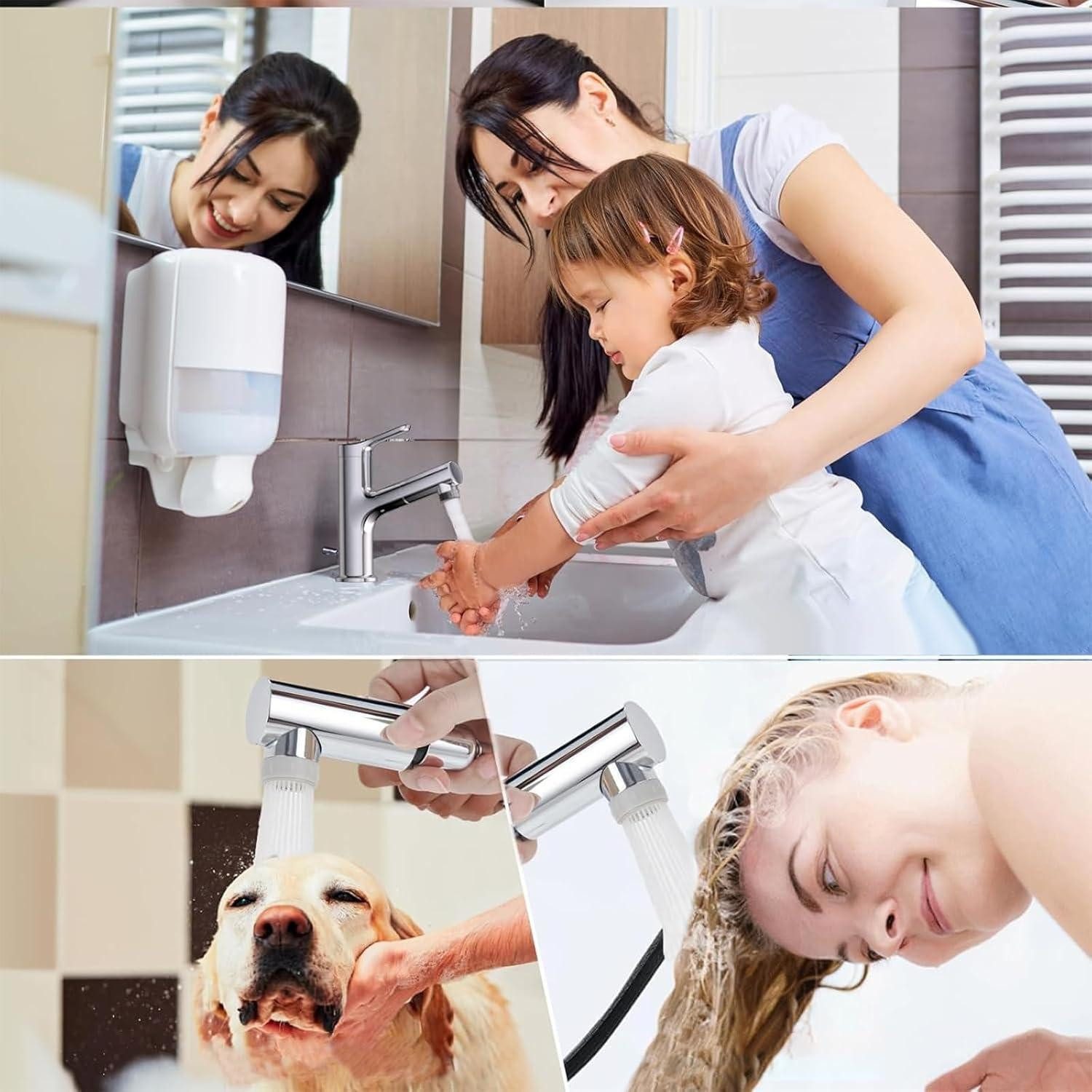 LuxusKollektion Waschtischarmatur Wasserhahn Einhebelmischer Ausziehbar 2 Strahlarten Höhe 196mm–chrom – Bild 4 von 5