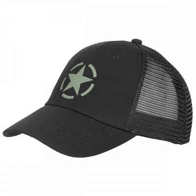 MFH Schirmmütze Trucker Cap, schwarz, größenverstellbar (Packung) vorgebogener 4-fach abgesteppter Schirm