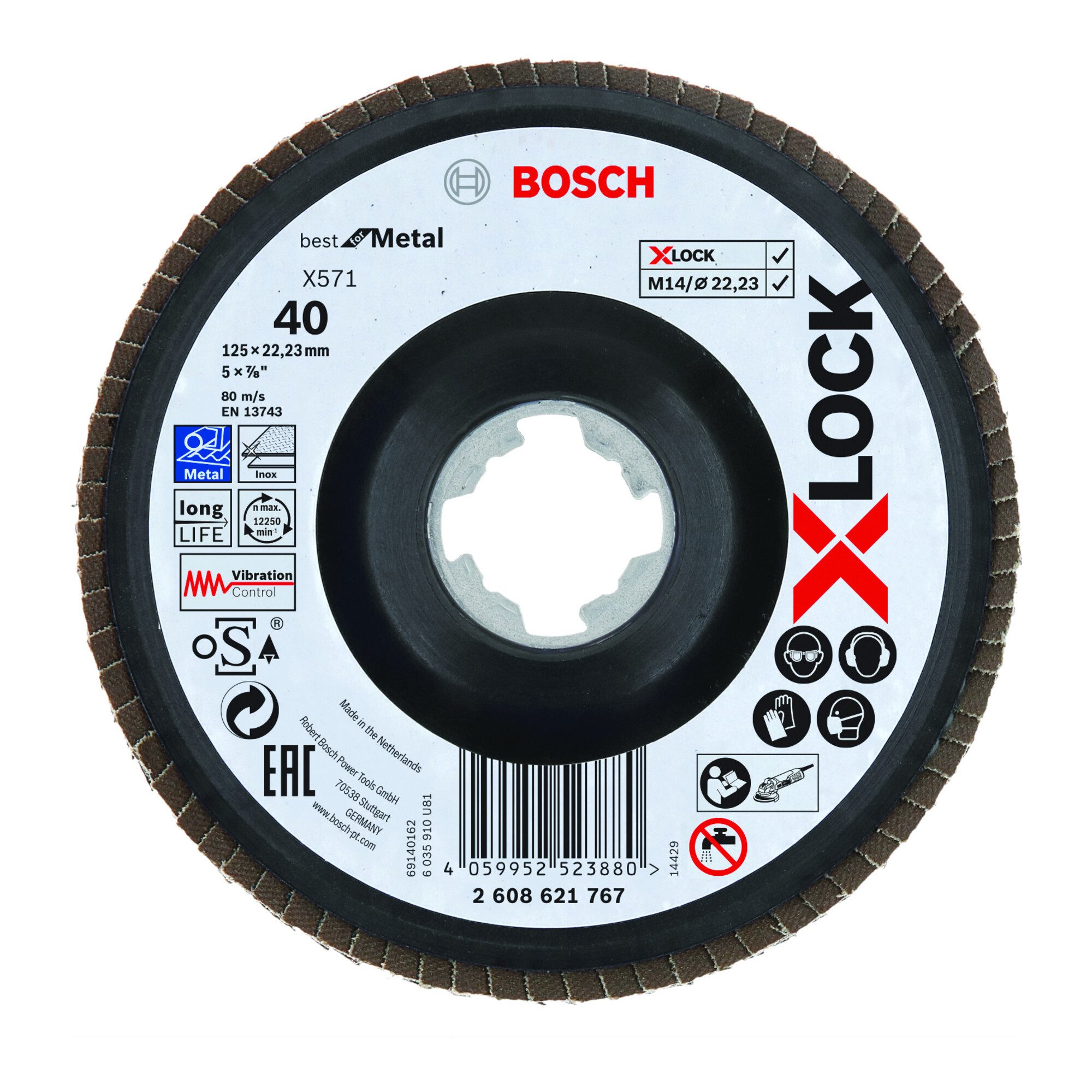 Schleifscheibe Bosch X-LOCK Fächerscheibe X571 Best for Metal Durchmesser 125 mm Körn