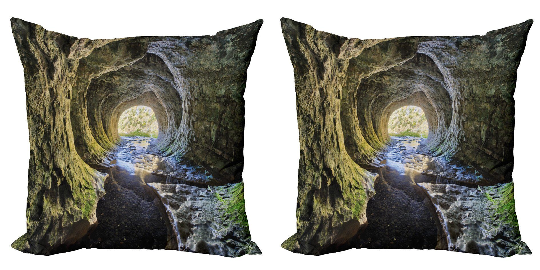 Kissenbezüge Modern Accent Doppelseitiger Digitaldruck, Abakuhaus (2 Stück), Grau begraben Fluss