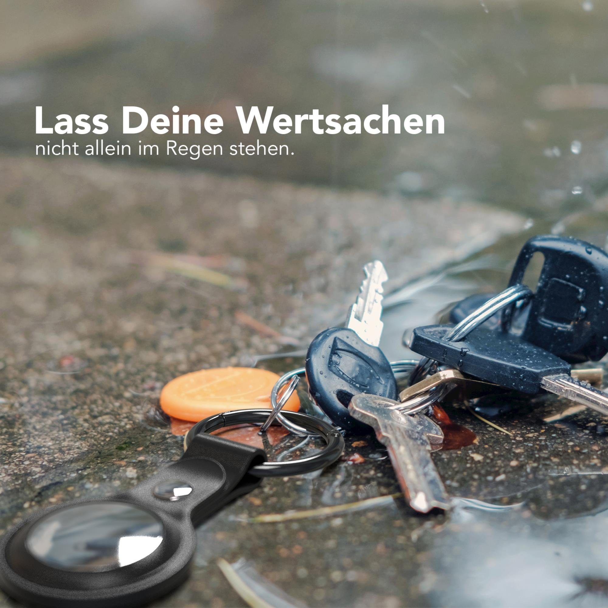 CASE Kunstleder Tracker Hülle Airtags Schlüsselbund EAZY Schutzhülle kompatibel Schlüsselanhänger Schwarz AirTag, mit GPS Anhänger Apple