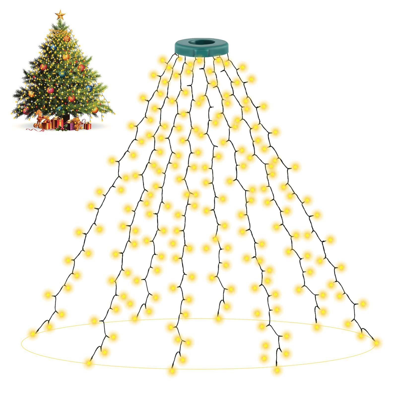 MUPOO Lichterkette LED Lichterkette Weihnachtsbaum, Christbaumbeleuchtung  Mit Ring, 8 Modi, Timer- und Speicher, 31V Energiesparen, IP44 Wasserdicht