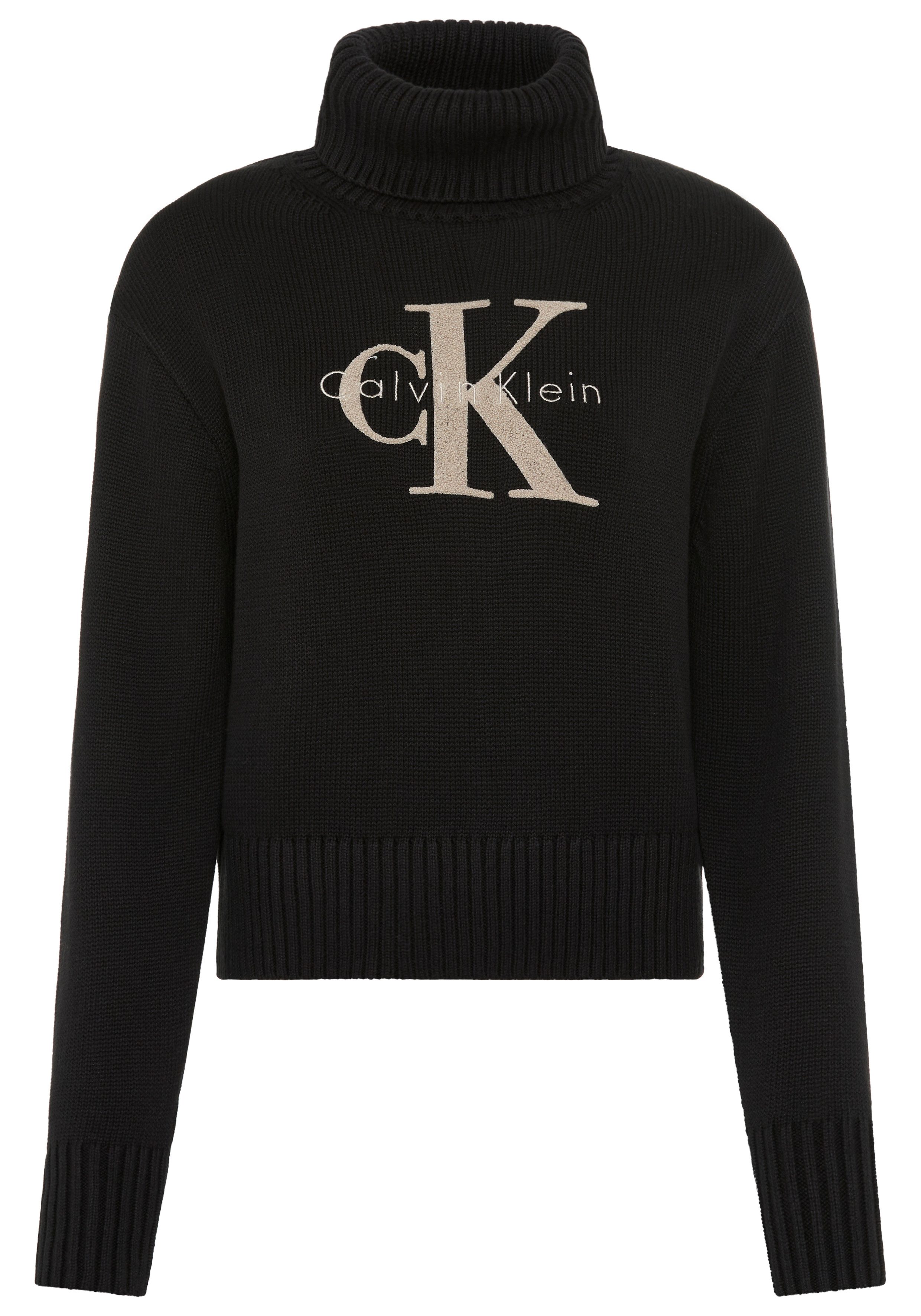 Calvin Klein Jeans Strickpullover Rollkragen, Logo-Druck günstig online kaufen