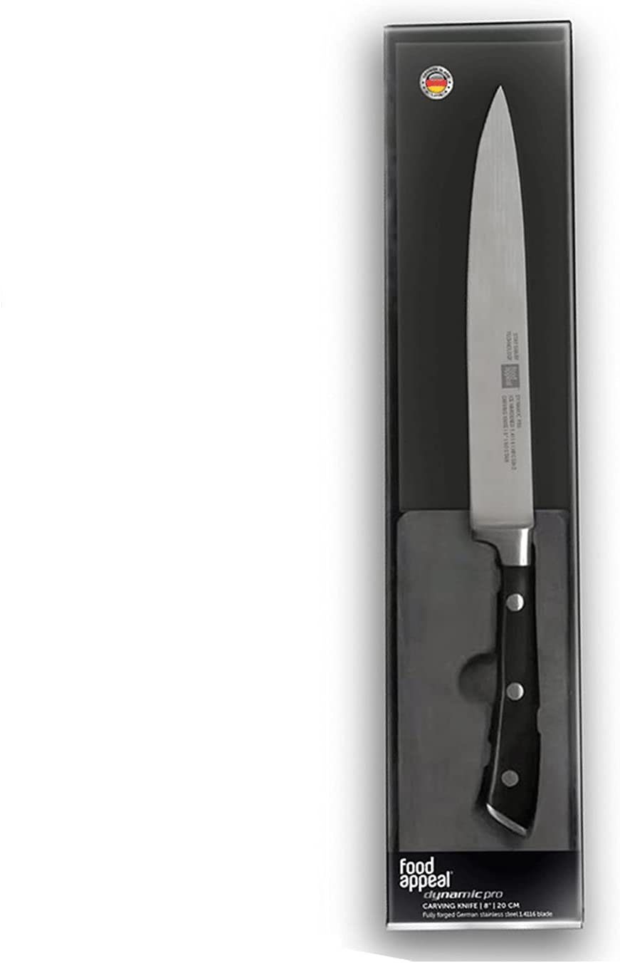 food appeal Schälmesser Dynamic Pro, food appeal Dynamic Pro Tranchiermesser 20cm für Geflügel, Braten und anderes gekochtes Fleisch Edelstahl schwarz anti-Rost glatter Schnitt