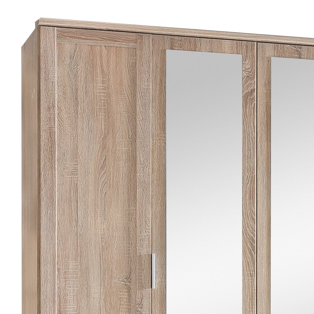 Stylefy Drehtürenschrank Spiegel, Clara aus Optik viel variabel stellbar Eiche 4-türig, mit Design, Stauraum, Modern Holzwerkstoff, (Kleiderschrank, Mehrzweckschrank) Sonoma