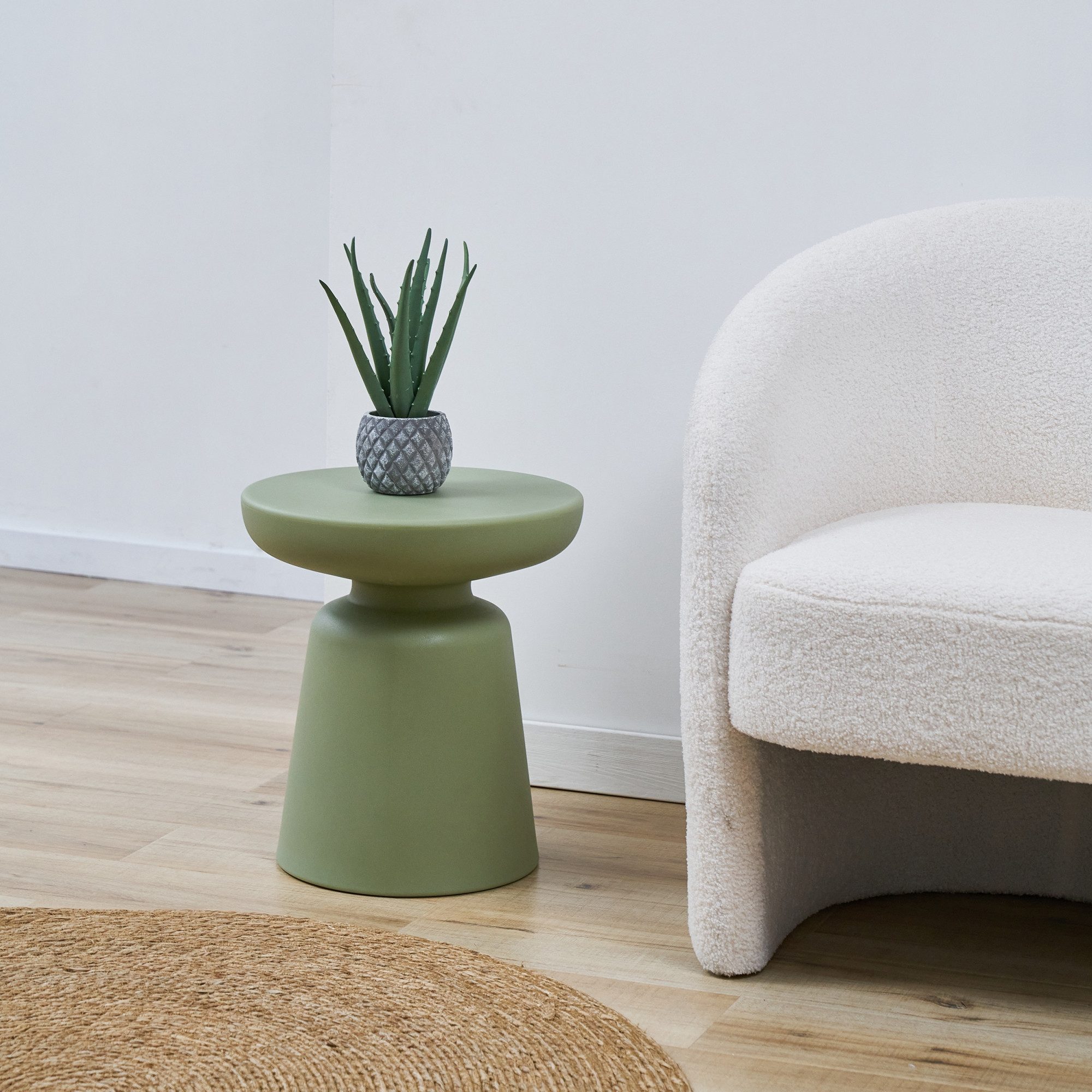 en.casa Beistelltisch, »Posio« Sofatisch 44xØ40 cm Kunststoff rund Pilzform Grün
