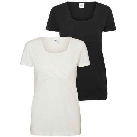Mamalicious Stillshirt 2er Umstands T-shirt Schwangerschaft Still Top (2-tlg) 3110 in Schwarz-Weiß