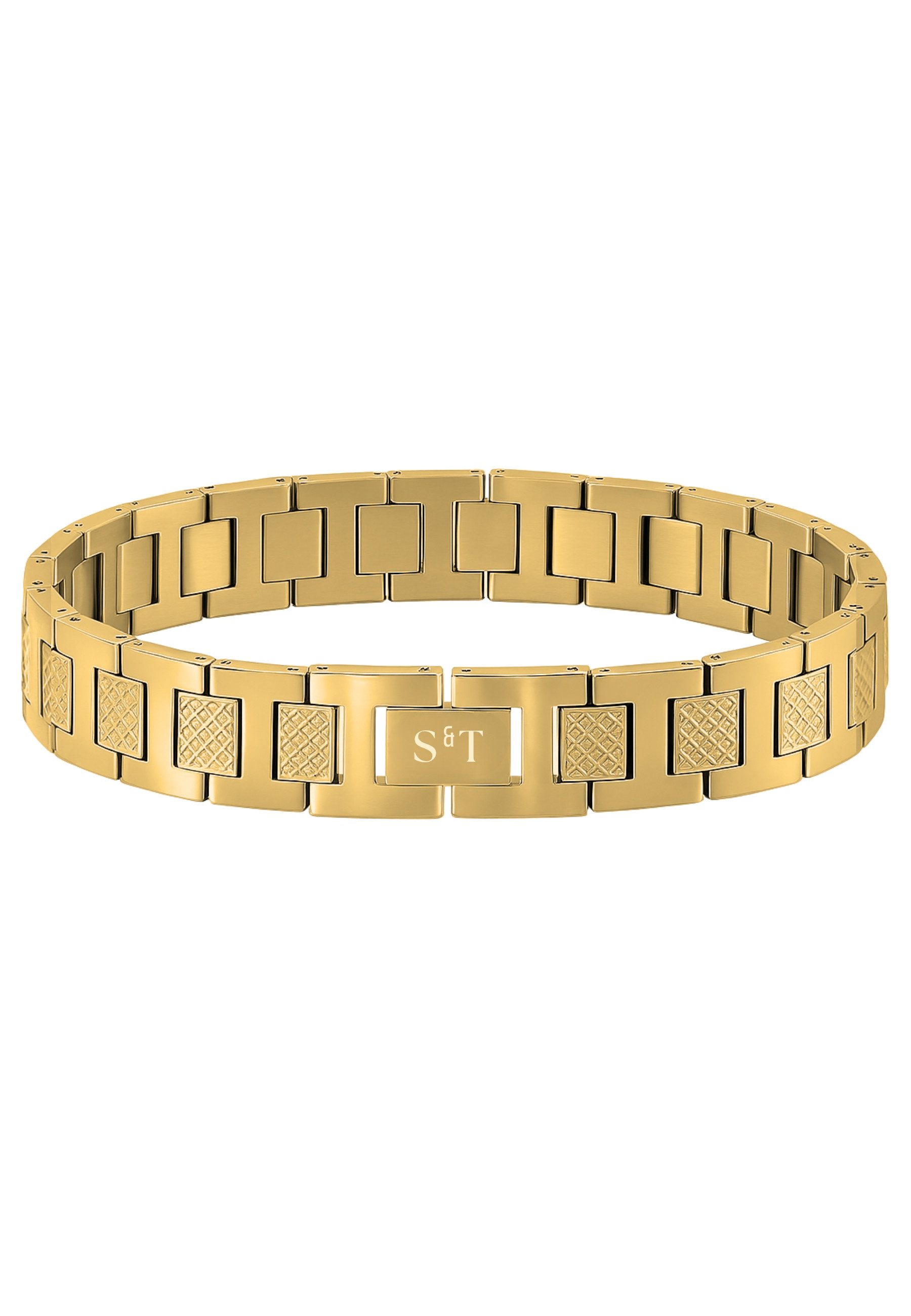 S&T Design Edelstahlarmband Herren Edelstahl Armband Schwarz Silber (Solides 316L Edelstahl, Metall), Knebelverschluss Armband für Herren Junge Geschenk für Mann Sohn Kind