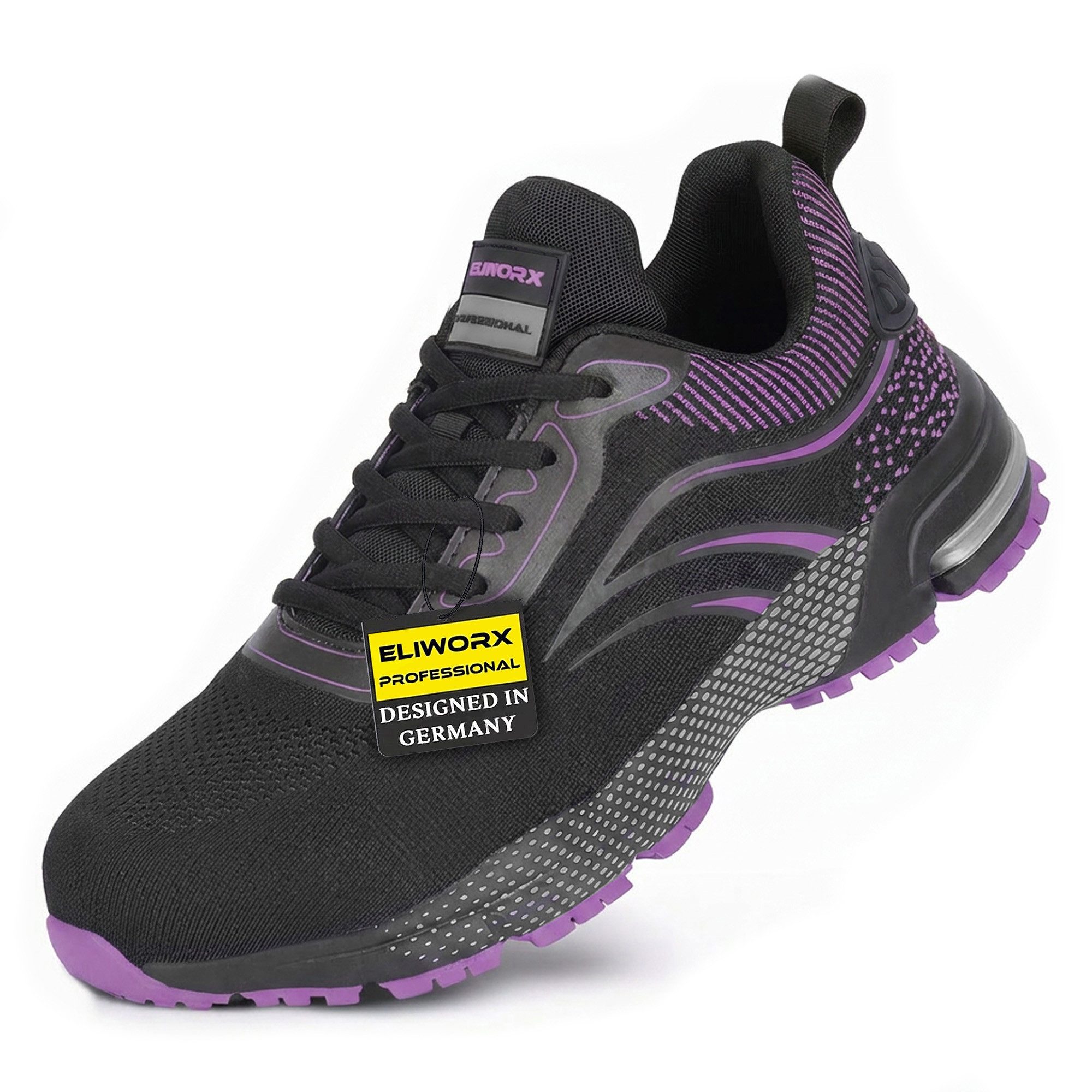 ELIWORX S1 PL Schuh mit Stahlkappe, Atmungsaktives Mesh - Arbeitsschuhe Damen Arbeitsschuh Durchtrittsichere Zwischensohle aus Kevlar, besonders rutschhemmend