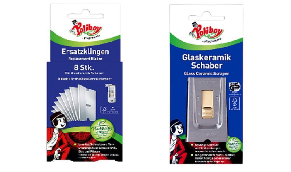 poliboy Glasschaber Poliboy Glaskeramik Schaber + 8 Ersatzklingen