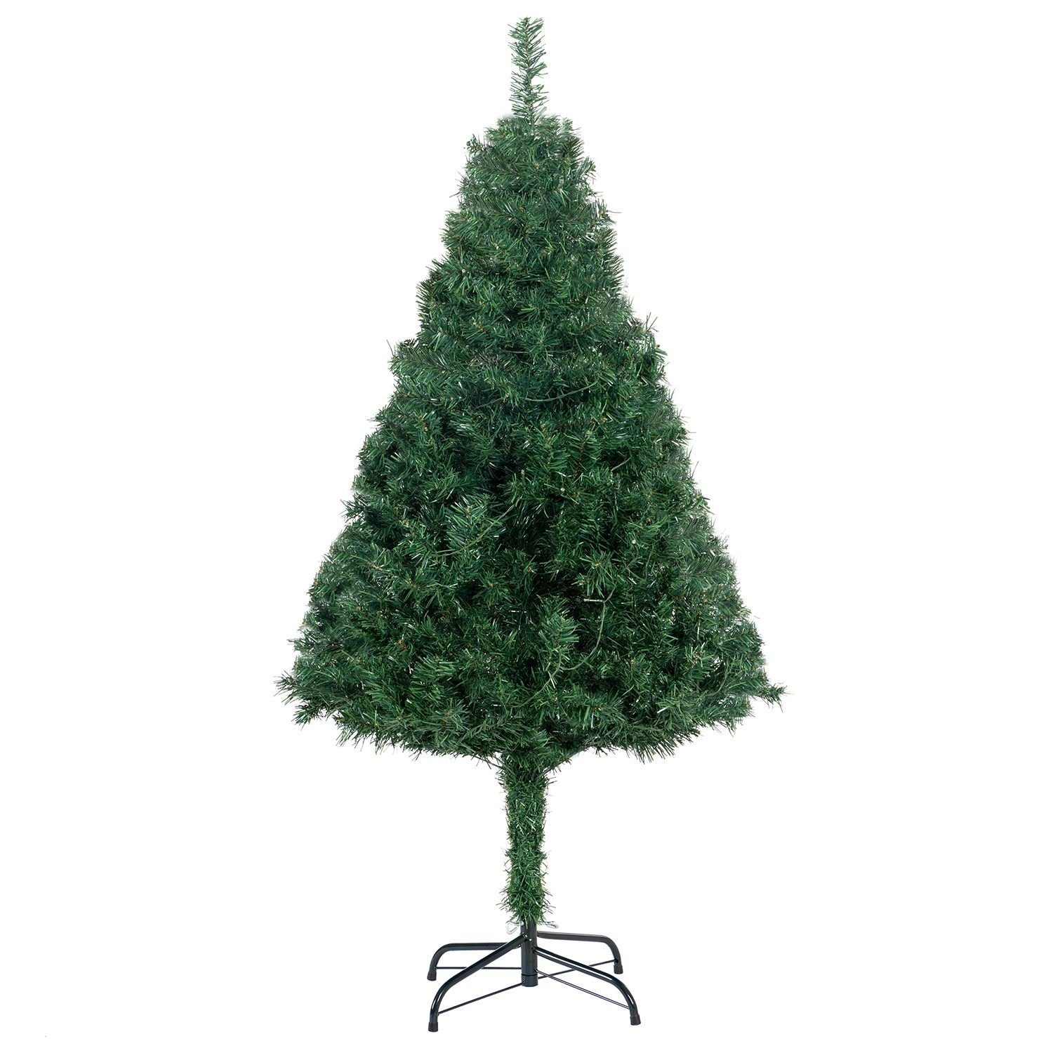 Juskys Künstlicher mit Metall-Ständer Weihnachtsbaum, inkl. LED-Lichtkette, platzsparend, langlebig und Weihnachtsbaum