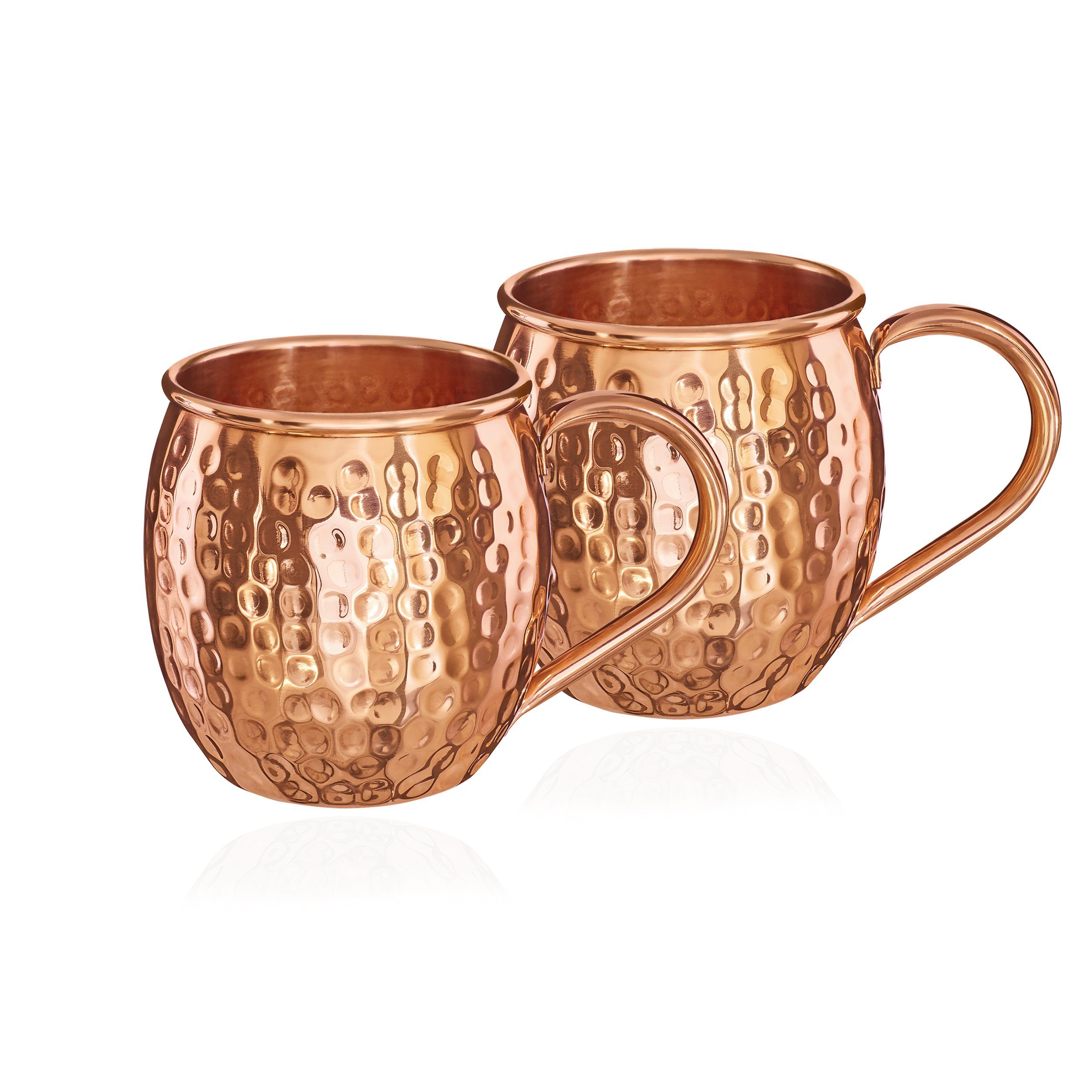 NKlaus Becher 2x Kupferbecher reines Kupfer 100% Ayuverda Kupfertasse Oval Moscow Mu, Kupfer