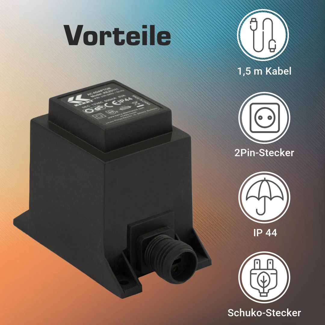 KERRY 12V, 6VA /6W Trafo/Transformator AC/AC IP44 kez0111 LED Beleuchtung LED Trafo