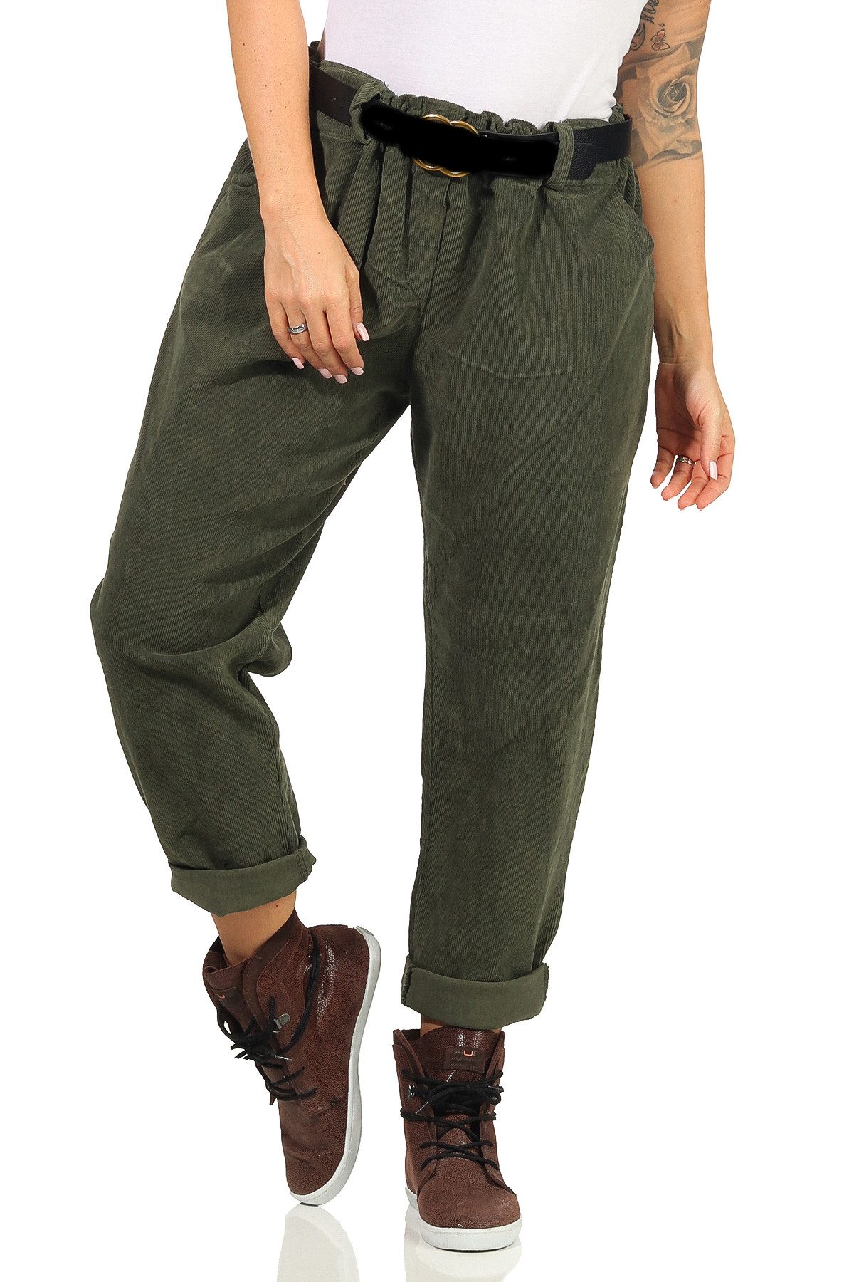 Mississhop Haremshose Damenhose mit Gürtel – Lässiger Schnitt Bund ohne Rei günstig online kaufen