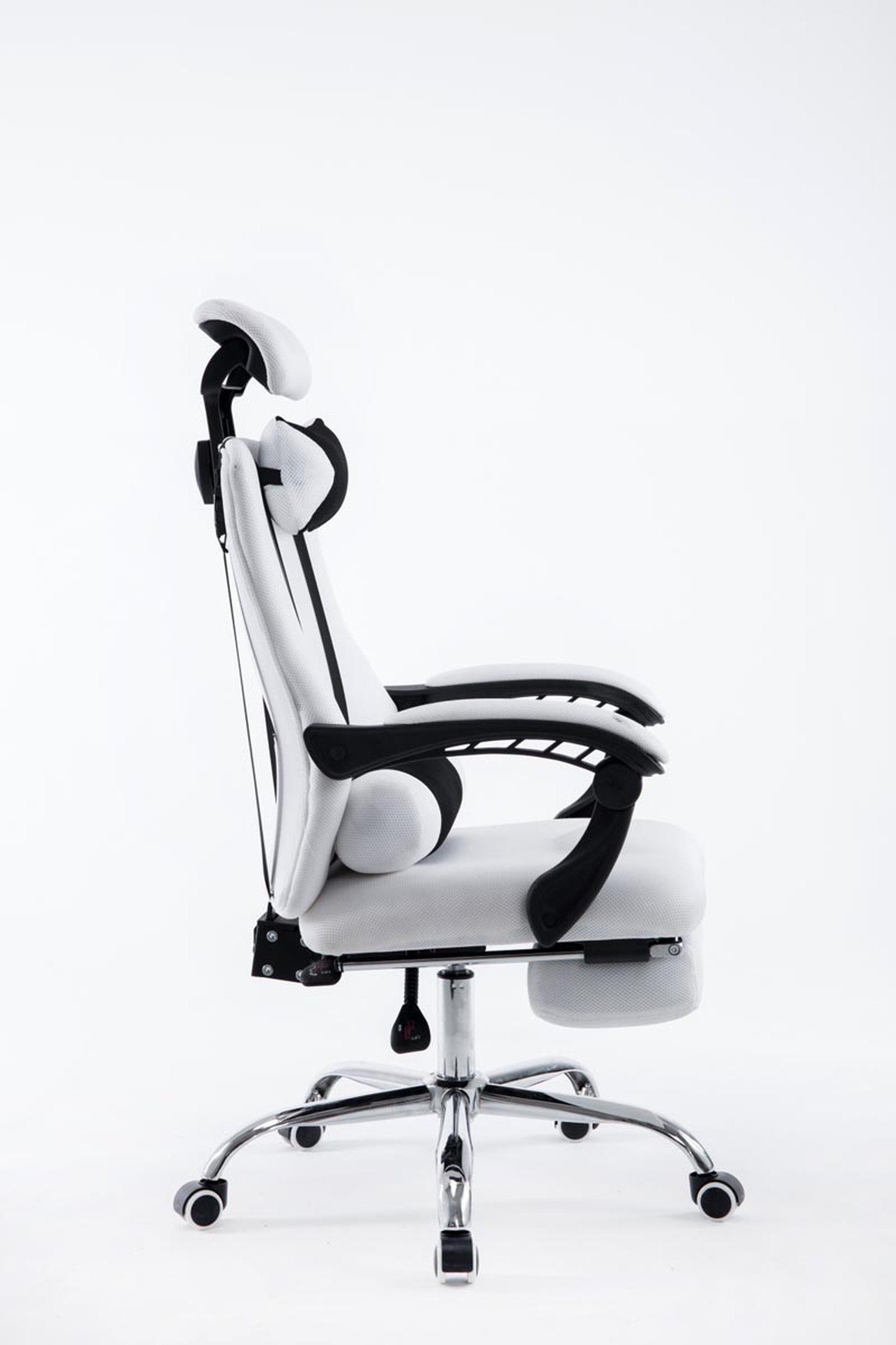 (Schreibtischstuhl, TPFLiving Gestell: höhenverstellbar Metall in Bürostuhl 360° - Netzoptik weiß Konferenzstuhl), chrom und mit Drehstuhl, Stoff Fellini Rückenlehne - drehbar Chefsessel, Sitzfläche: bequemer
