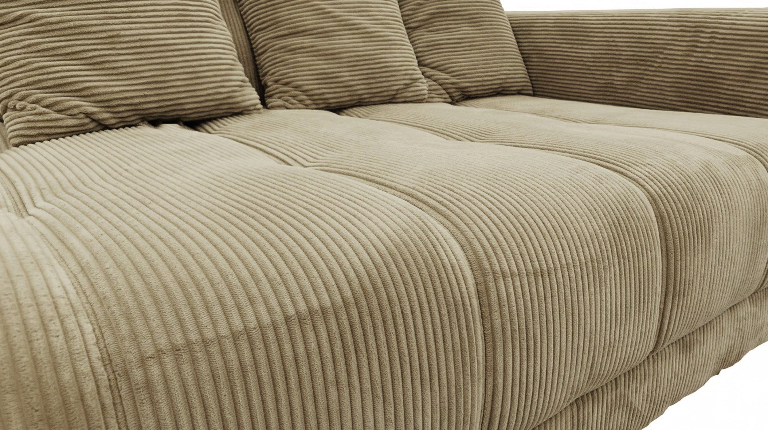 Massivart® Ecksofa Cord 300x215 cm / Nosagfederung / L-Form Cordsofa / ARTEMIS, inkl. Kissen-Set · frei im Raum stellbar – Bild 5 von 5