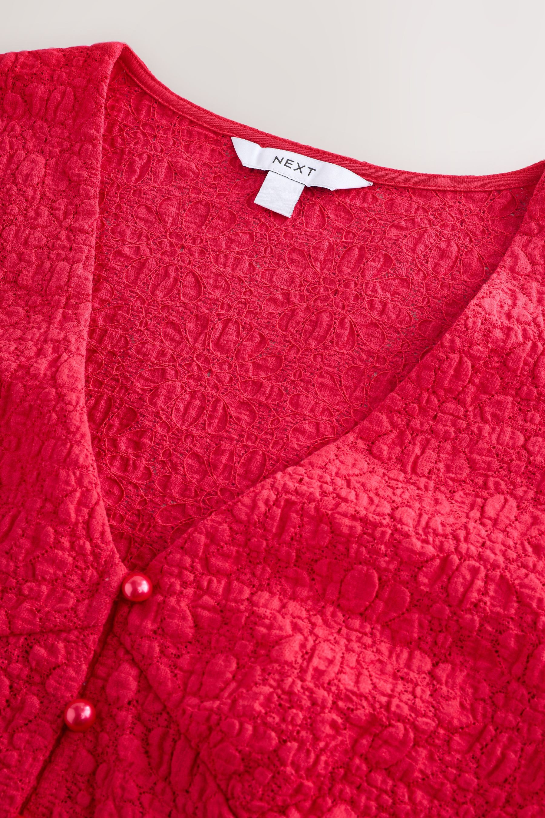 Next V-Shirt Kurzärmelige Weste mit Spitze und V-Ausschnitt (1-tlg) – Bild 3 von 5