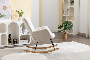 HAUSS SPLOE Schaukelstuhl moderner Wohnzimmerstuhl Schlafzimmer-Loungesessel (für Wohnzimmer, Schlafzimmer, Büro usw., hält 110 kg stand), Freizeitschaukelstuhl mit hoher Rückenlehne
