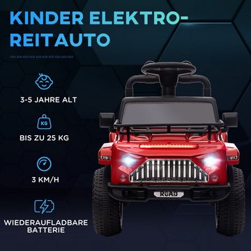 HOMCOM Elektro-Kinderauto Geländewagen mit Musikanschluss, Kinderfahrzeug mit Stauraum, Rot, Belastbarkeit 25 kg, (1-tlg), 82L x 48B x 56H cm