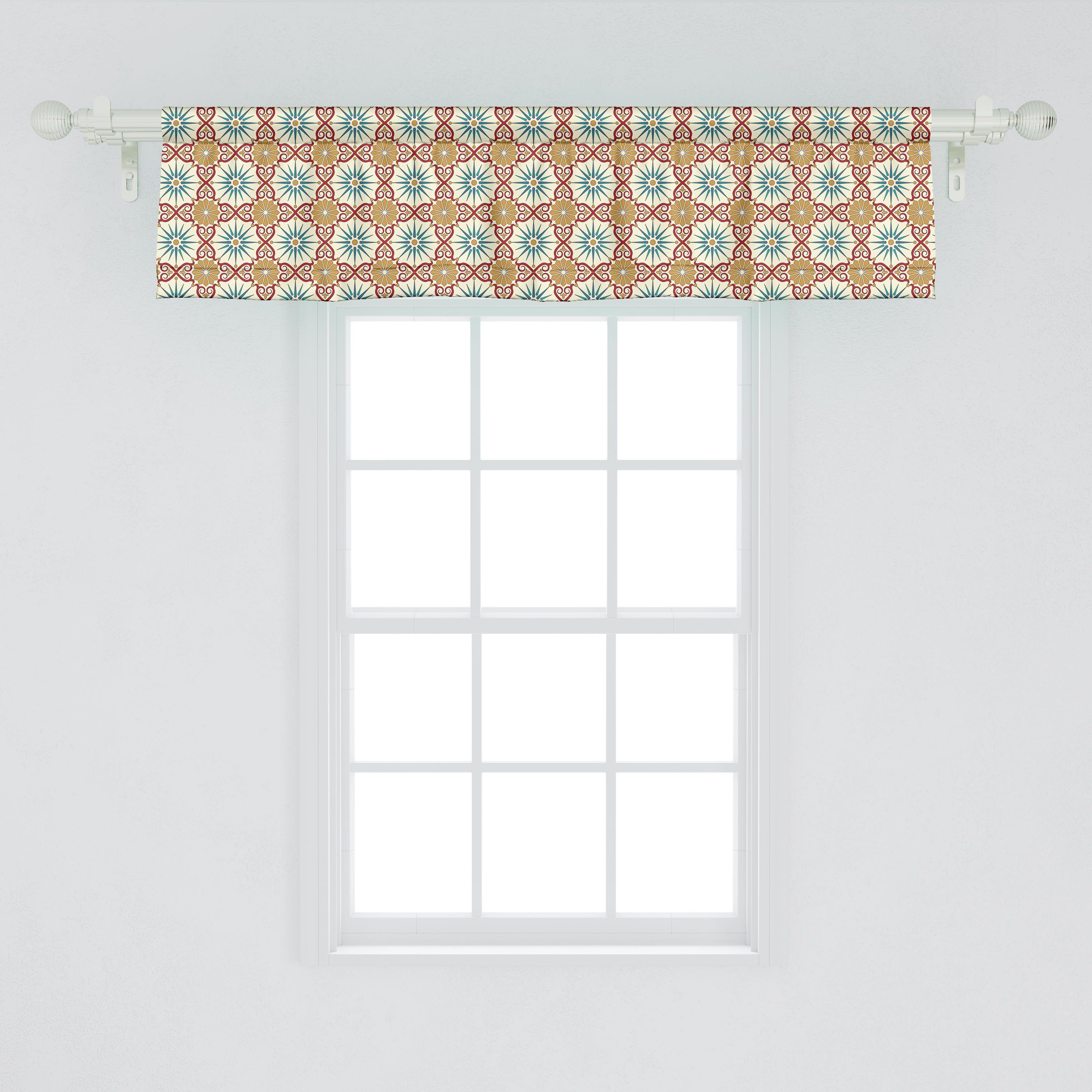 mit geometrische Vorhang Formen Dekor Volant für Microfaser, Küche Stangentasche, Abakuhaus, Scheibengardine Klassisch Schlafzimmer