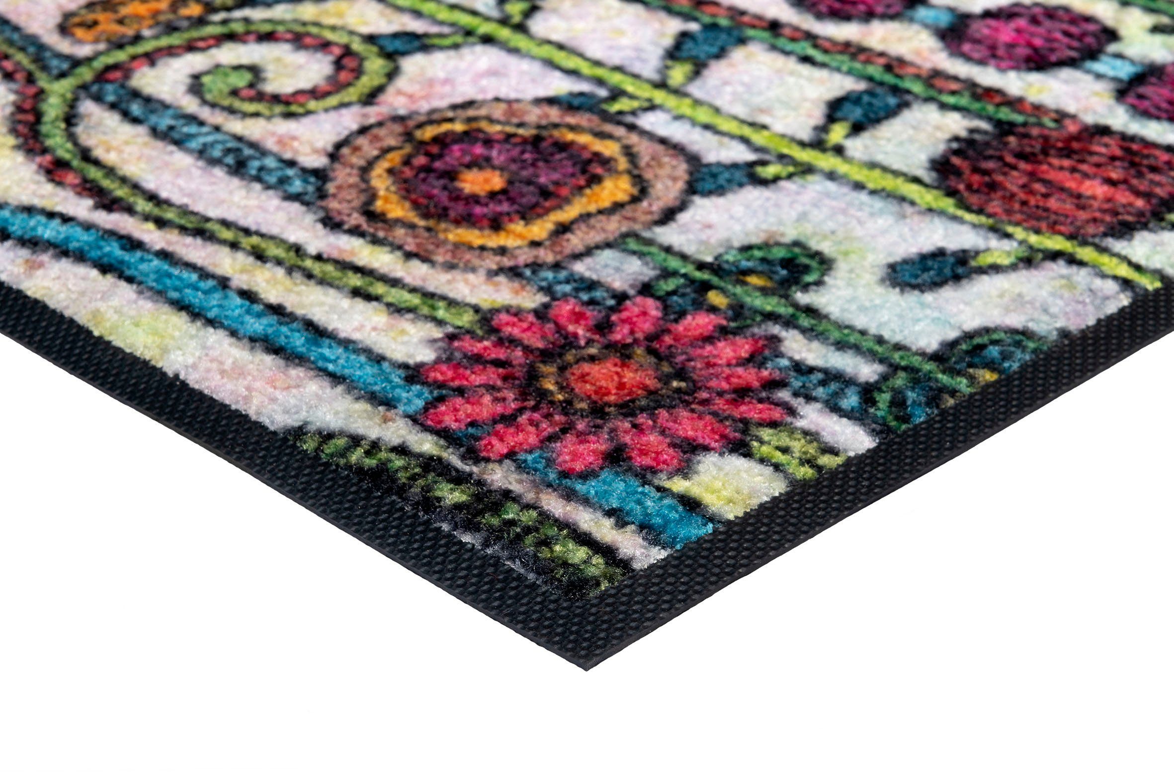 wash+dry by Kleen-Tex Fußmatte Sonnentag, rechteckig, Höhe: 7 mm, Schmutzfangmatte, Motiv Blumen, rutschhemmend, waschbar – Bild 5 von 5
