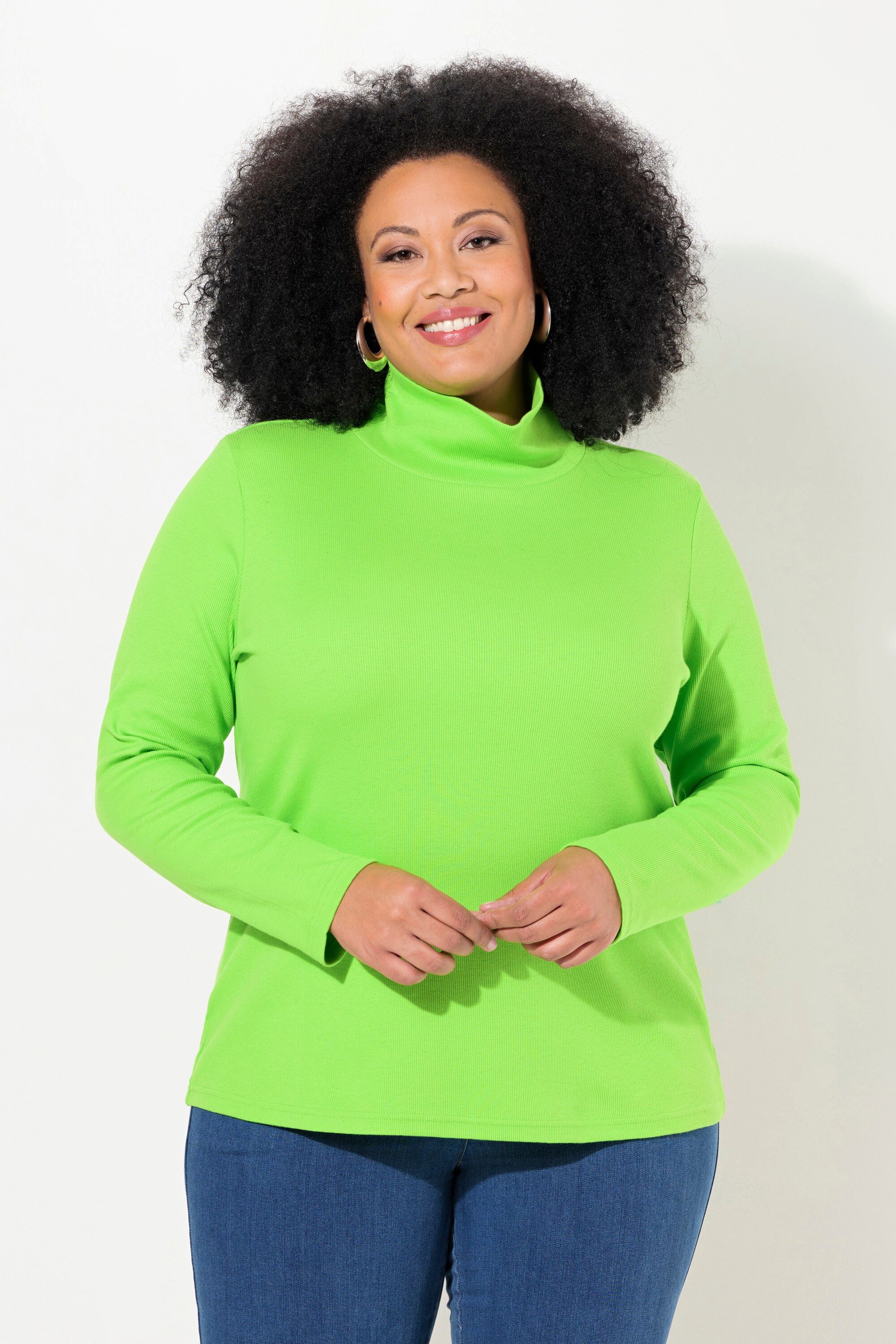 Ulla Popken T-Shirt Shirt Rollkragen Classic Langarm