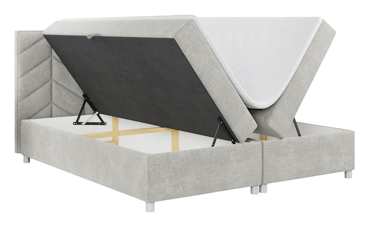 PINO, MKS Doppelbett Kopfstütze, Boxspringbett Multipocket-Matratze mit mit MÖBEL Polsterbett