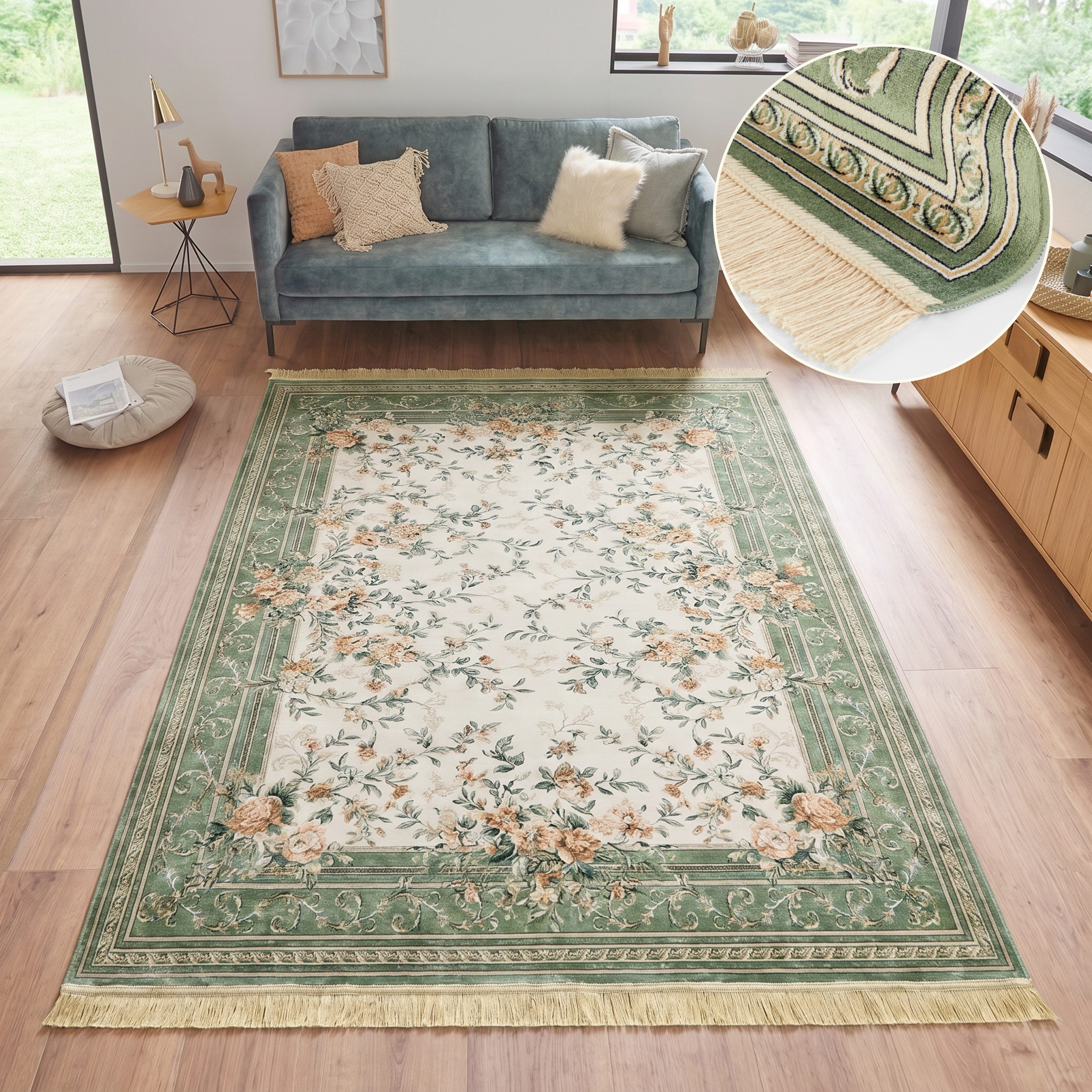 HANSE Home Teppich Antik Flowers, rechteckig, Höhe: 5 mm, Orientalisch mit Fransen, Orient, Wohnzimmer, Schlafzimmer, Esszimmer