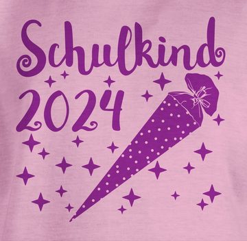Shirtracer T-Shirt Schulkind 2024 - Schultüte und Sternchen - lila Einschulung Mädchen