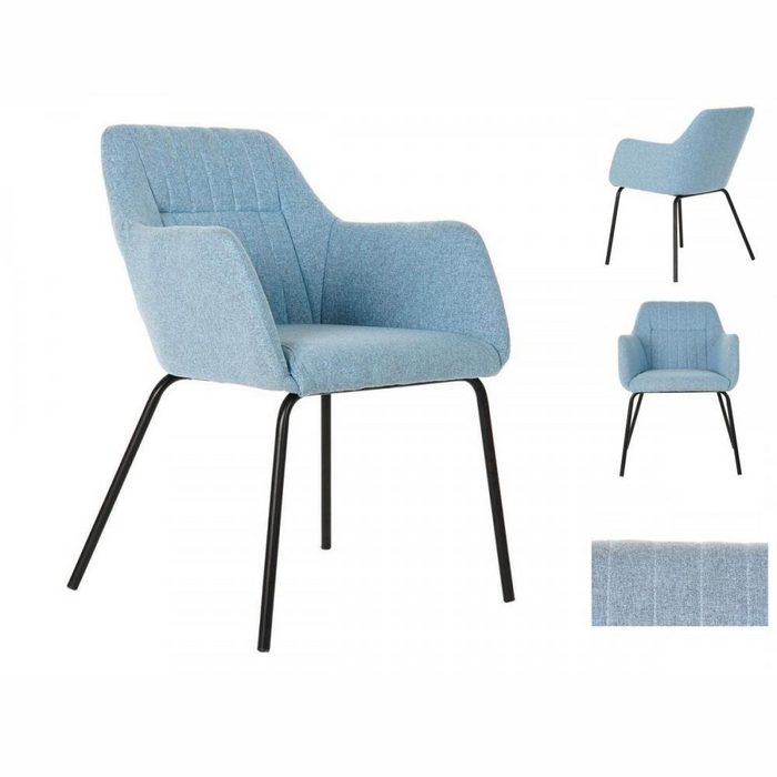 DKD Home Decor Stuhl Stuhl DKD Home Decor Schwarz Polyester Metall Himmelsblau 58 x 59 x 76