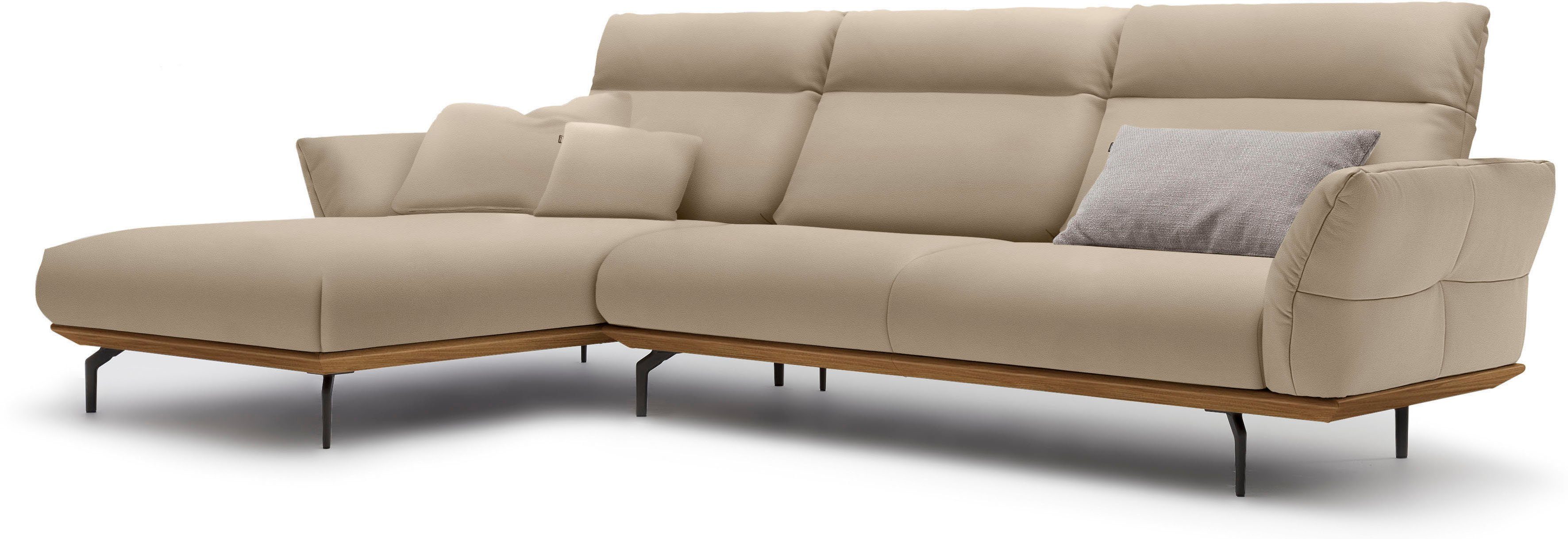 hülsta sofa Ecksofa hs.460, Sockel Nussbaum, cm Umbragrau, 318 Breite Winkelfüße in in
