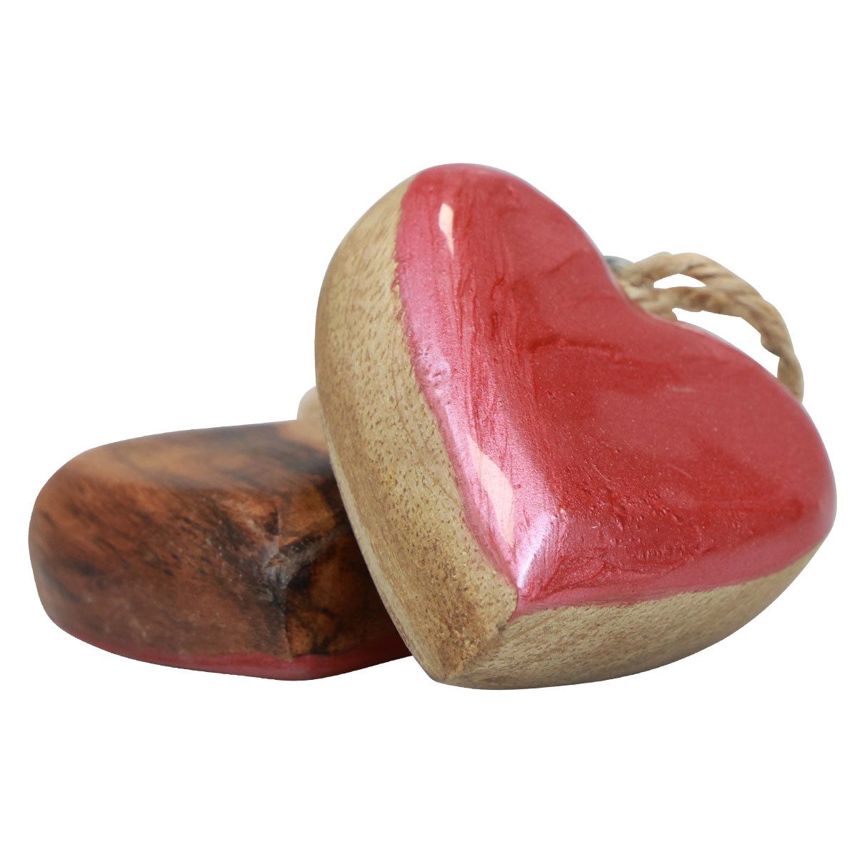 Thumbnail - Viana Streudeko Dekohänger Holzherzen Rosa Glänzend 6cm 8 Stk Deko