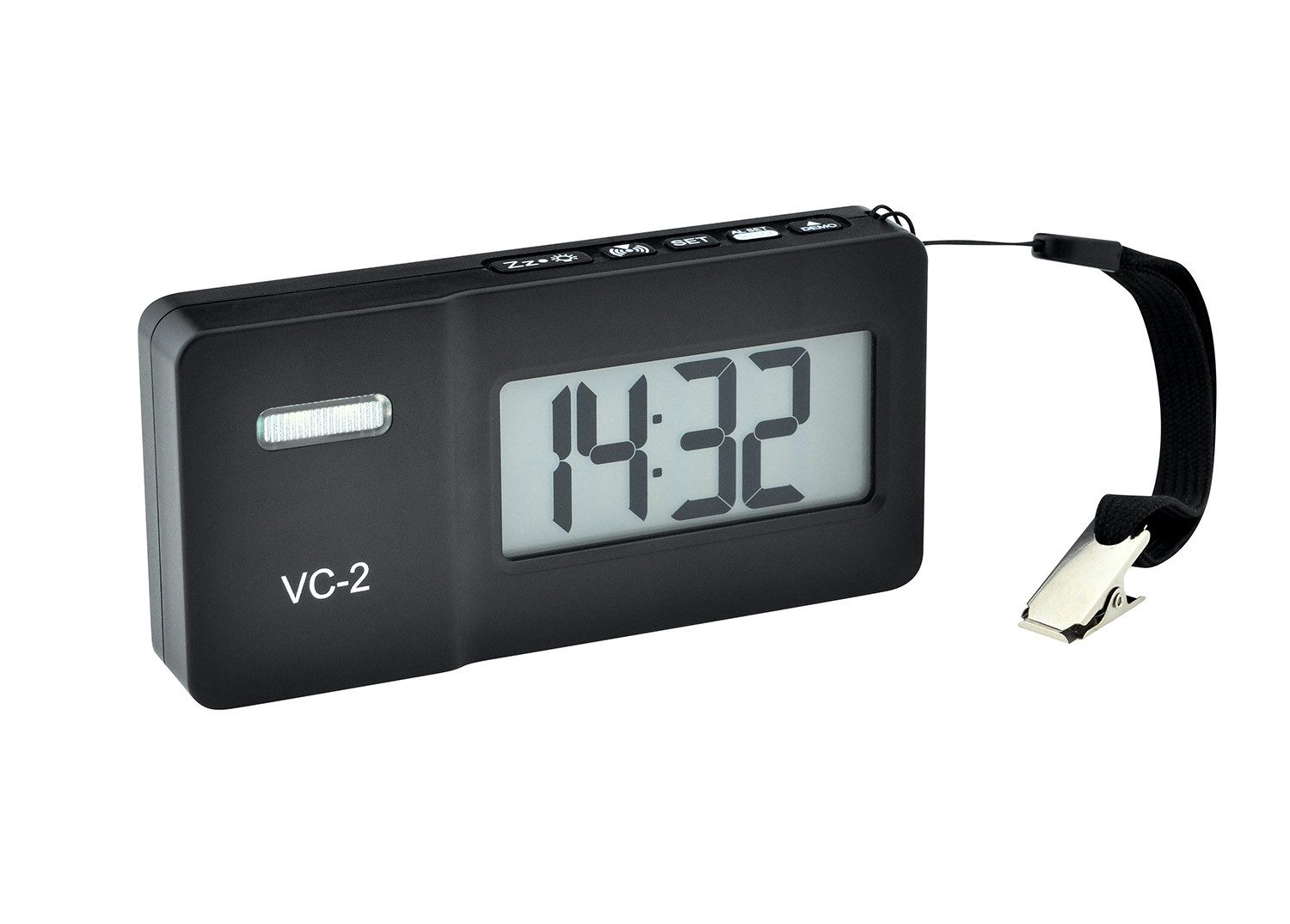 HUMANTECHNIK Funk-Reisewecker VC-2, 85 dB extra laut, starke Vibration, Blitzlicht