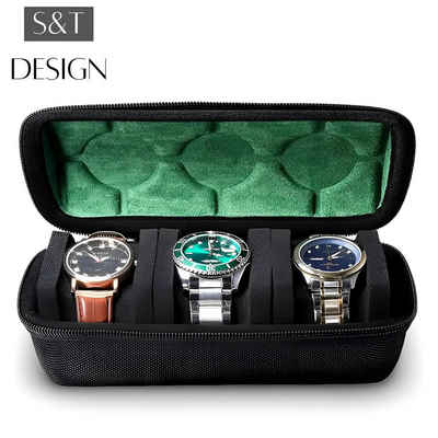 S&T Design Годинникиbox Годинникиetui Reiseetui für Годинники Wasserdicht Годинникиbox (Samt-Innenfutter & Nylon), Tasche Etui für Smartwatch & Uhr