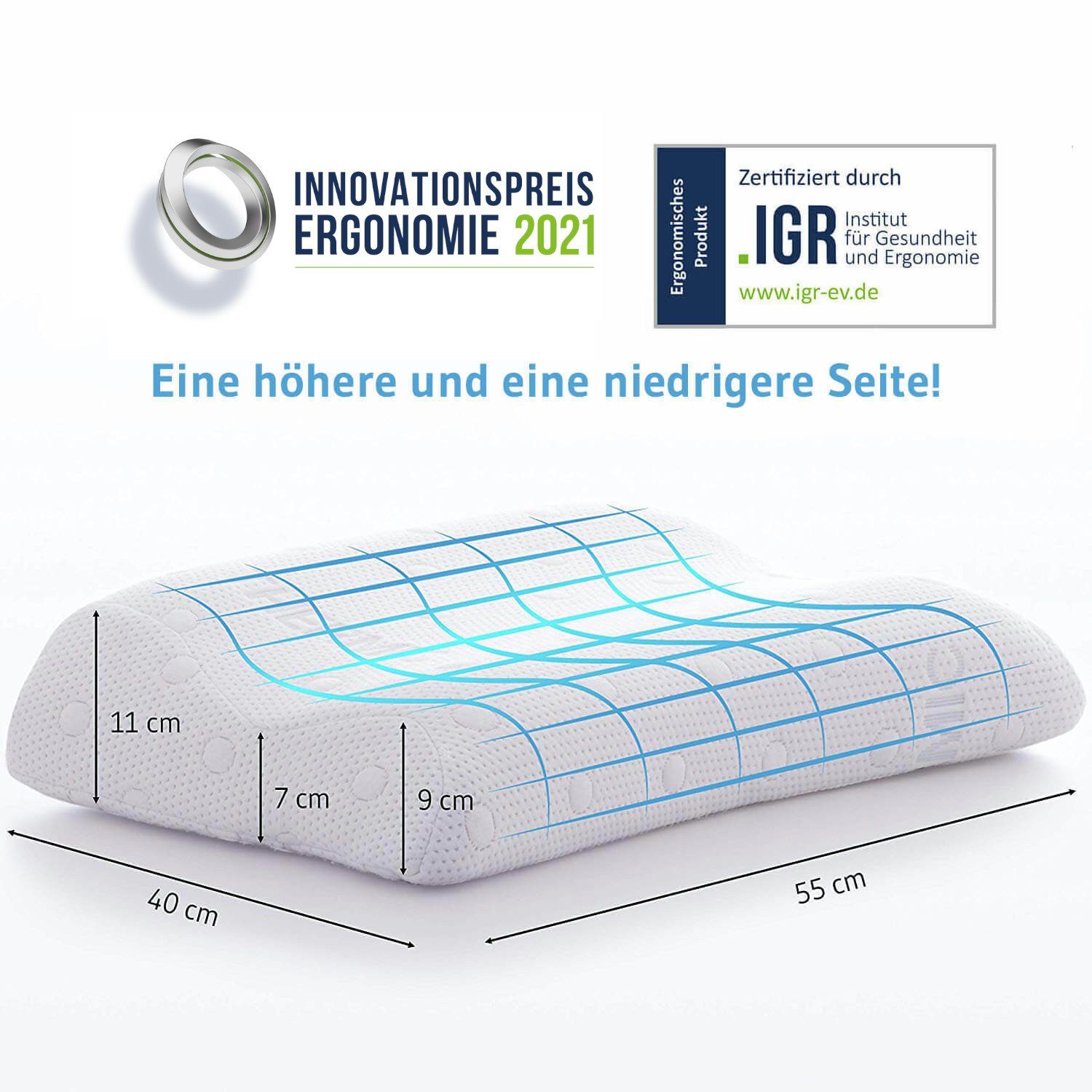 Nackenstützkissen MATAR Kopfkissen, Third Schulterbogen,Individuell leichter höhenverstellbar Bezug, Life, of Thermoregulierender Viskoschaum, Füllung: & Nackenwelle Bezug