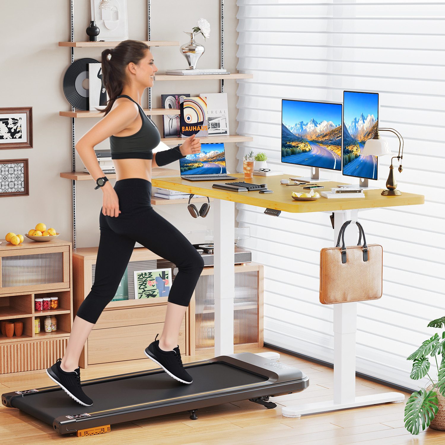 HOMALL Schreibtisch Höhenverstellbarer Schreibtisch mit 4-stufiger Höhenspe günstig online kaufen