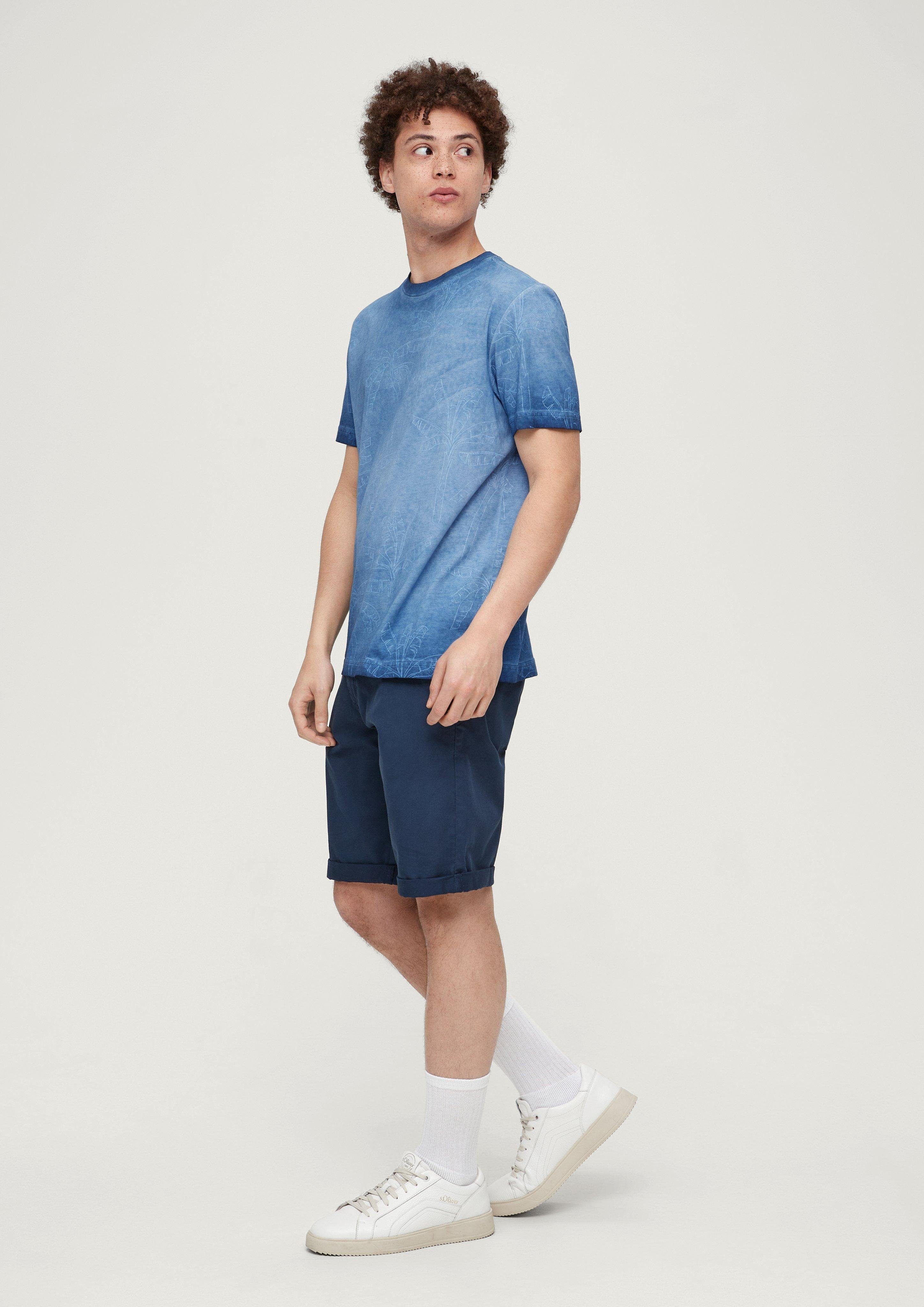 Kurzarmshirt tiefblau reiner aus QS T-Shirt Baumwolle