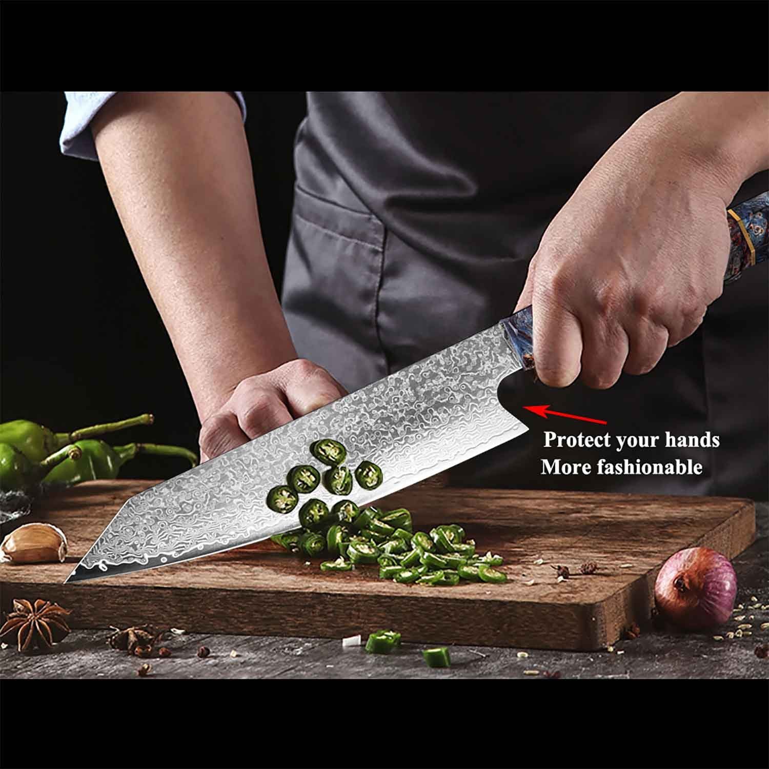 Muxel Kochmesser Damastmesser, Koch perfekt und ausbalanciert das Küchenmesser, Santoku