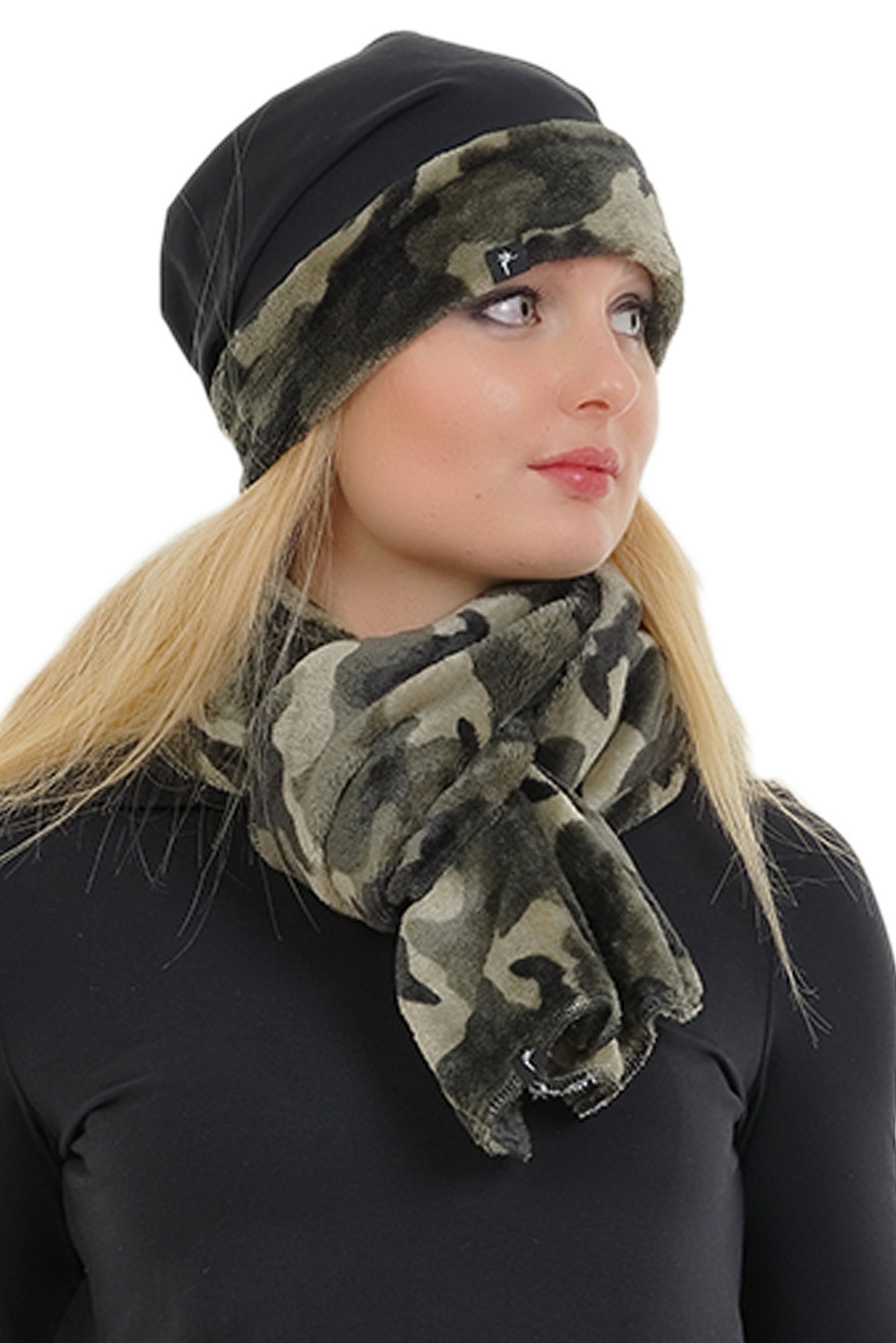 3Elfen Fleeceschal Camouflage Schal Fleece kuschlig weich