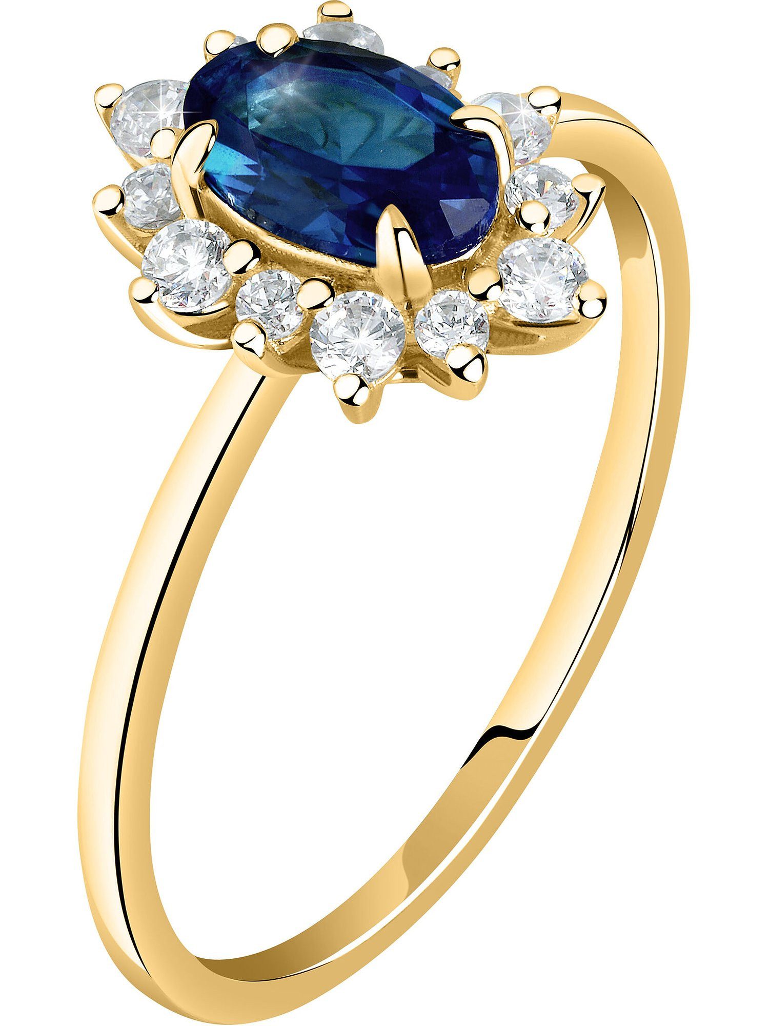 Live Diamond Diamantring, Saphir (synthetisch), Lab Grown
