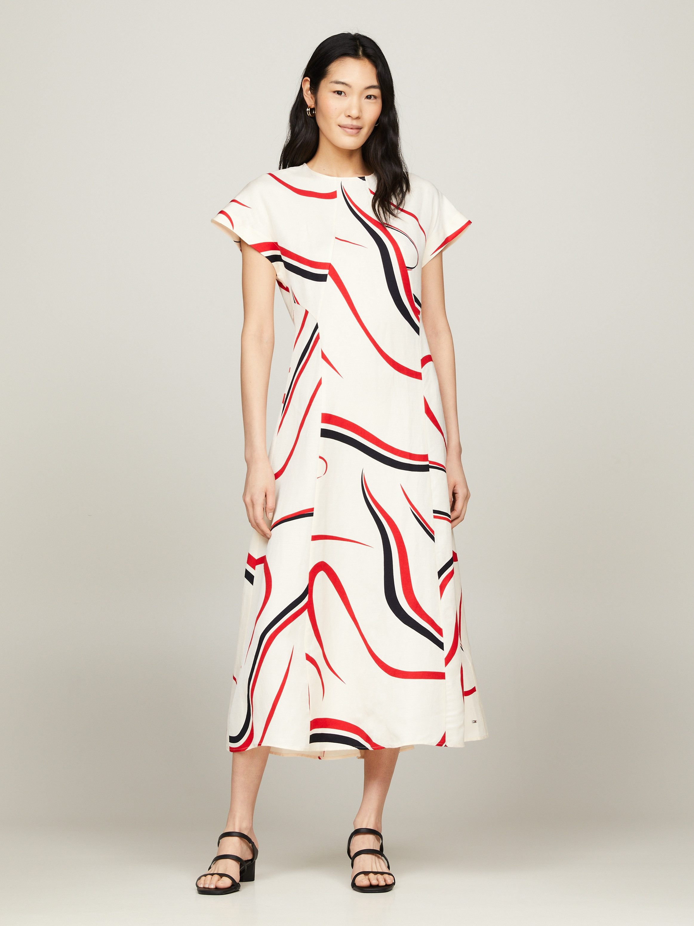 Tommy Hilfiger Midikleid RIBBON F&F SS MIDI DRESS mit Allover-Muster