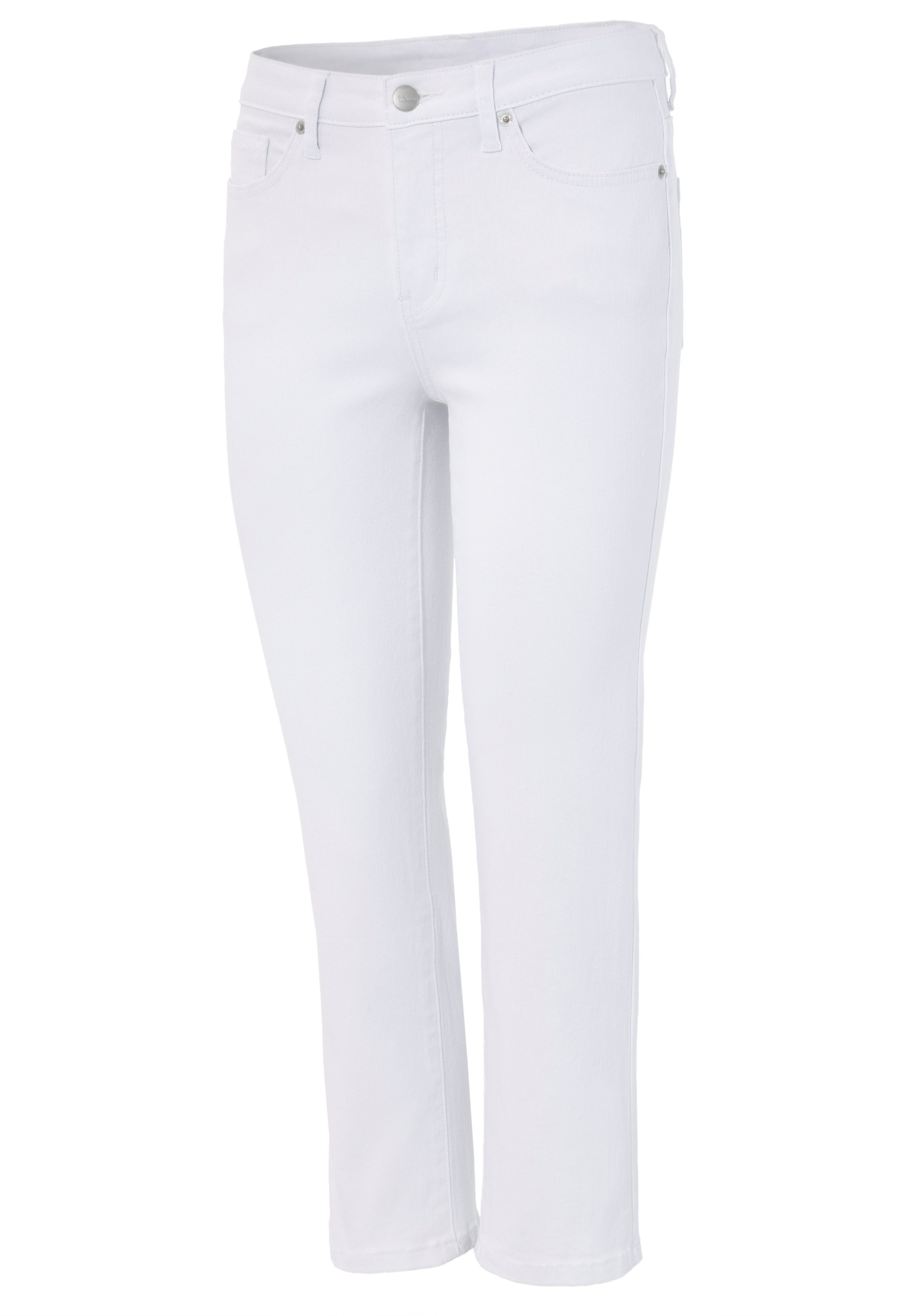 verkürzter SELECTED weiß Straight-Jeans in cropped Länge Aniston